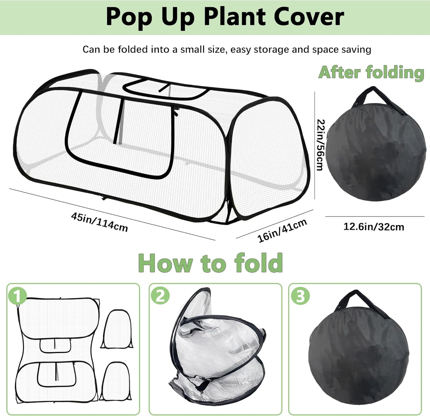 45"*22"*16"Garden Plant Covers with Two Air Hole and Breathable Mesh for Raised Beds, Accelerator Plants Cover, Mini Greenhouse Cover, Frost Cover for Plant Vegetable Seedling Protector 2PCS