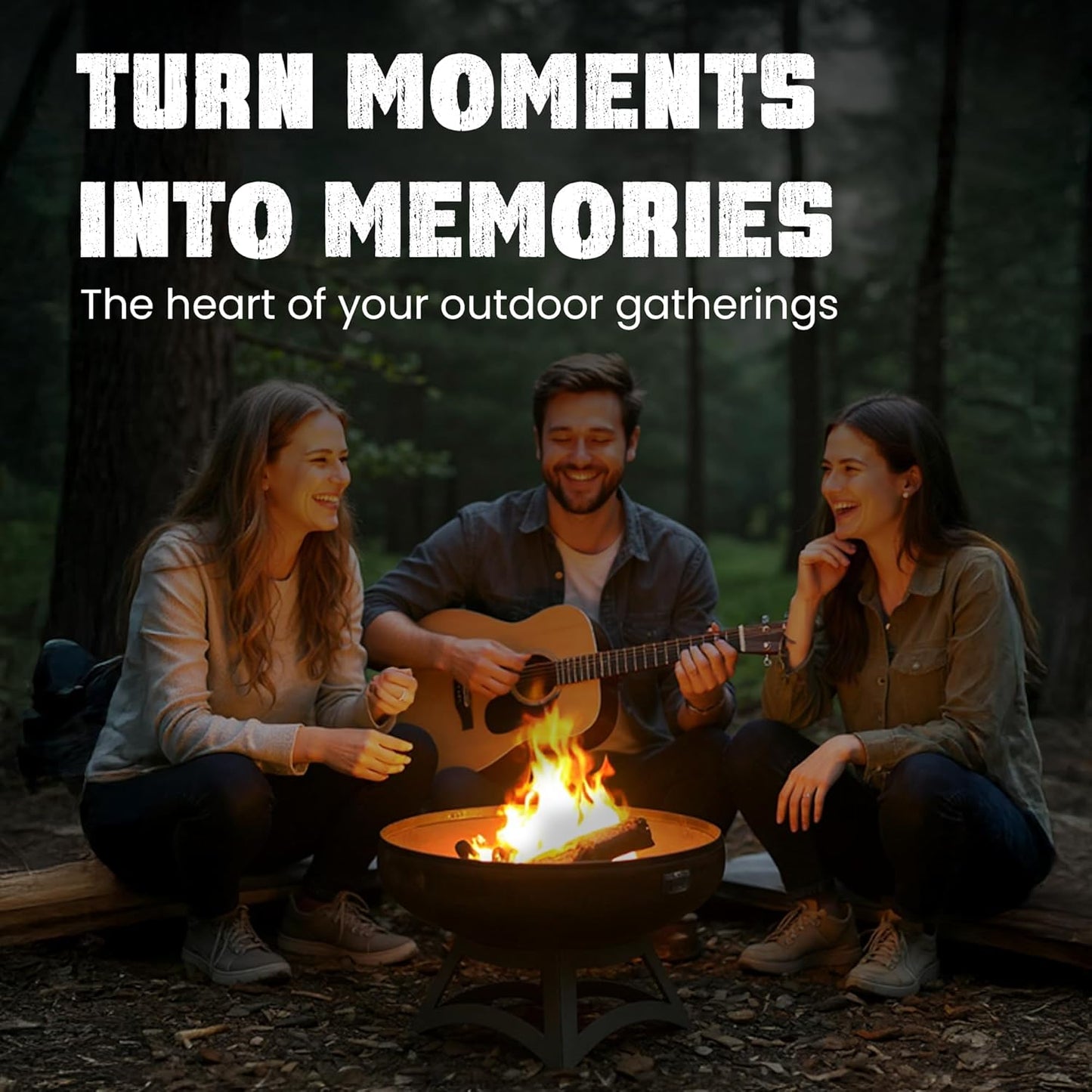 Liberty Fire Pit – Ohio Flame Wood Burning Outdoor Fire Pit - 48" Diameter with Hollow Base (Made in USA)