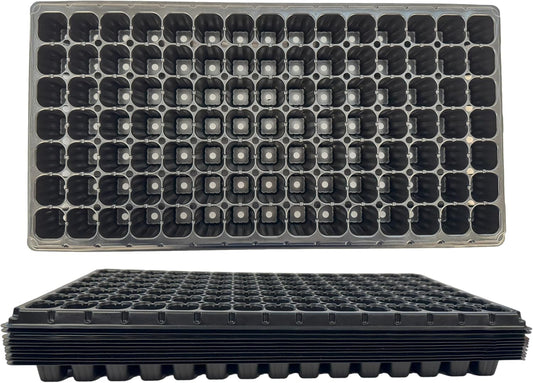 105 Cell Seedling Plastic Nursery Trays, 10 Pack, Thick Durable Germination Plug Trays, 1050 Cells Reusable Plant Propagation