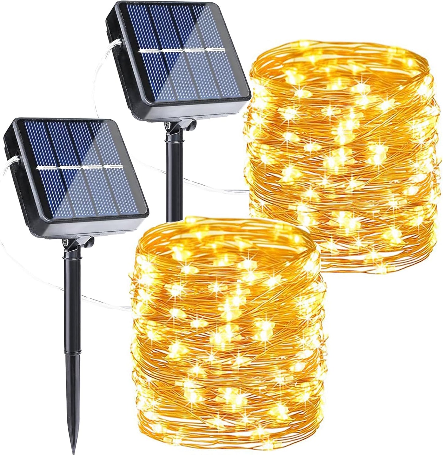 Joomer Solar Fairy Lights, 2-Pack Total 80FT 240LED Solar String Lights Outdoor Waterproof 8 Lighting Modes for Patio Fence Party Garden Yard Home Holiday Tree Outdoor Decoration (Warm White)