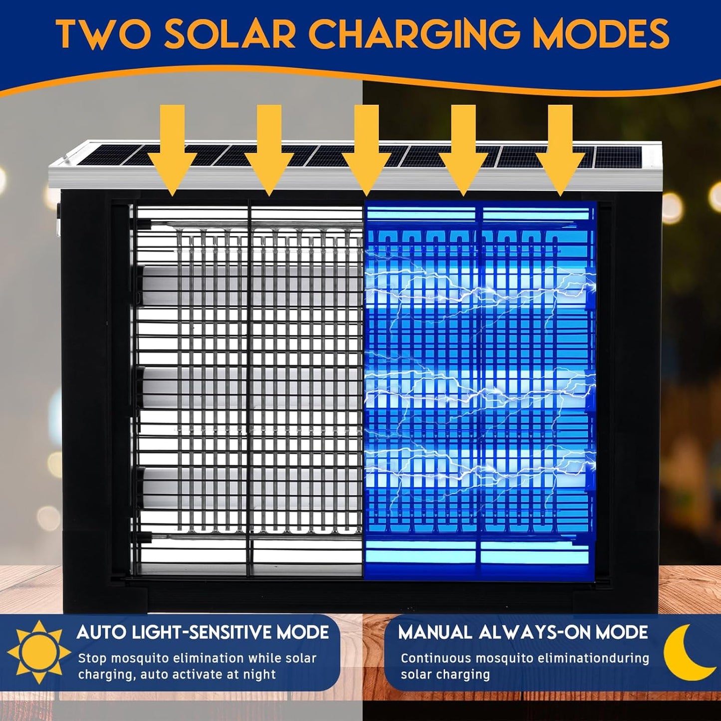 Qualirey 1 Pcs Solar Bug Zapper Outdoor Waterproof Mosquito Zapper with 3000v High Powered Rechargeable Electric Mosquito Killer with Grounding Bracket Fly Insect Trap for Patio Garden