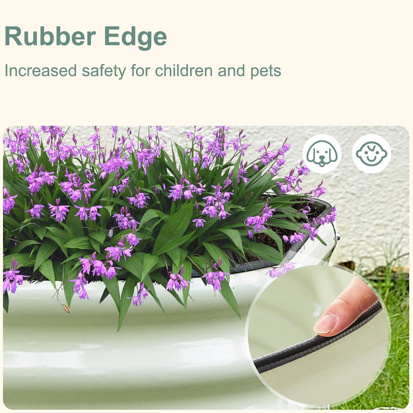 Galvanized Steel Raised Garden Bed 8x2ft Oval - 17" Tall 9-in-1 Modular Planter Box for Vegetables/Flowers, Rust-Proof Metal Outdoor Planters Rubber Edging (White)