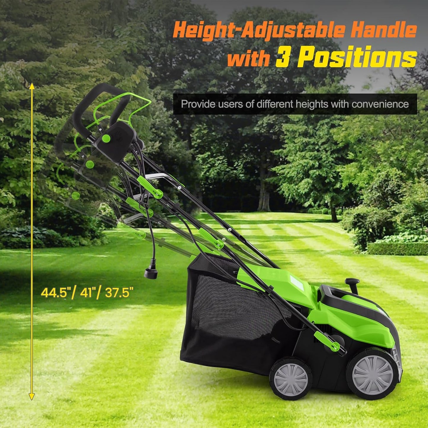 Goplus 2-in-1 Scarifier and Lawn Dethatcher, 16-Inch 15A Corded Electric Dethatcher w/ 14.5-Gal Collection Bag, 3-Position Height Adjustment & 5-Position Depth Adjustment, for Grass Garden Yard