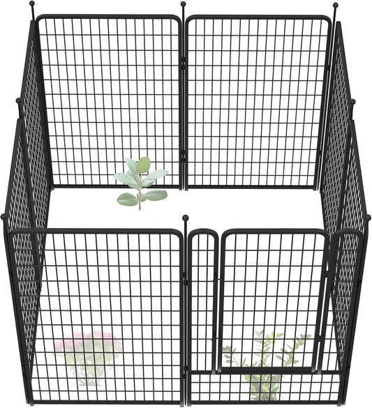 FXW Garden Fence Outdoor for The Yard – 50in(H) x 20.8ft(L) Heavy Duty Metal Animal Barrier for Dog and Rabbit, Decorative Dog Fence, 8 Panels, Black