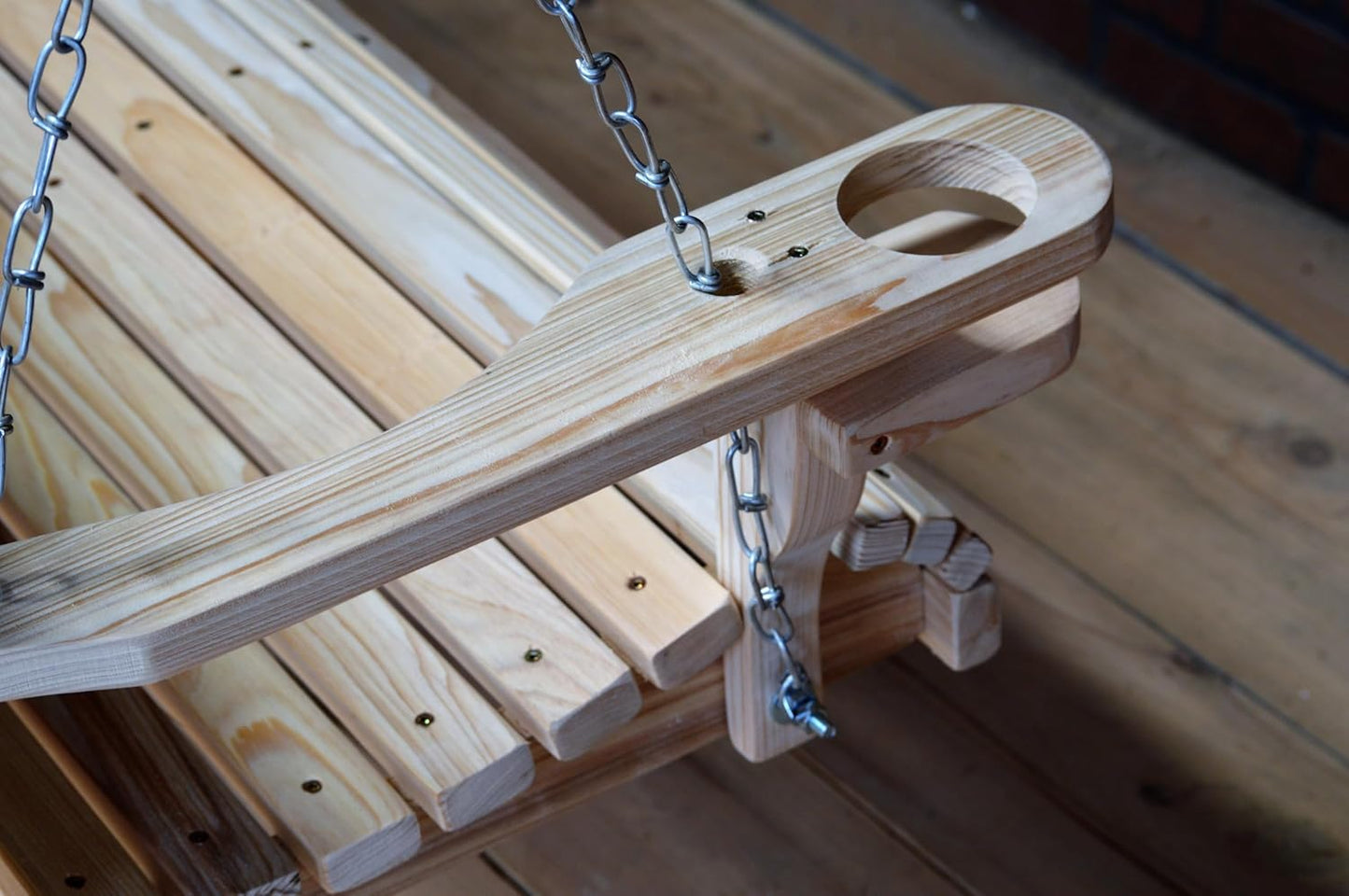 2FT Cypress Roll Porch Swing Made in USA with Hanging Hardware and Cup Holders