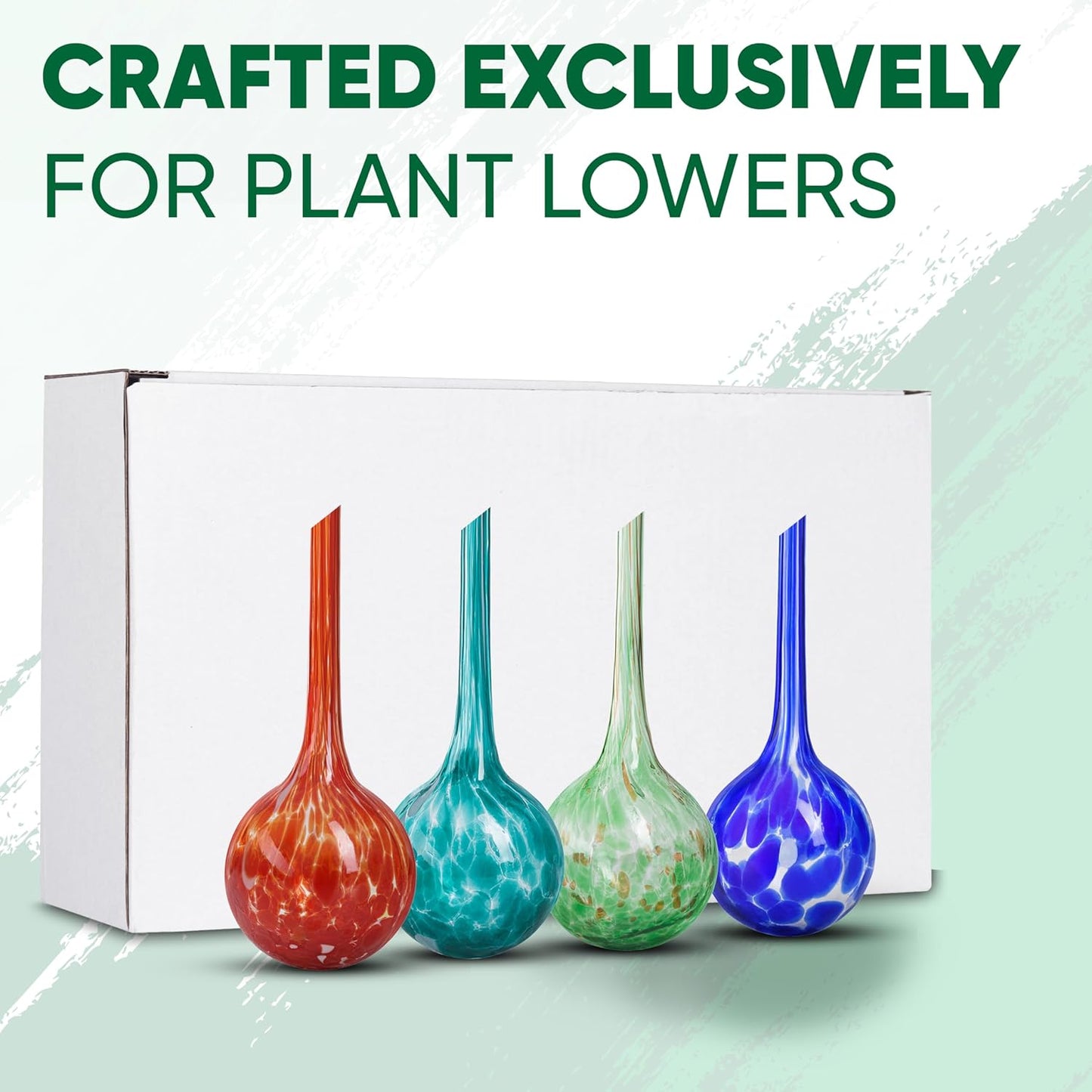 Plant Watering Globes Set of 4 - Small Self Watering Globes for Indoor & Outdoor Plants - Multicolored, Automatic, Glass Watering Bulbs for Daily Use, Plant Watering Devices