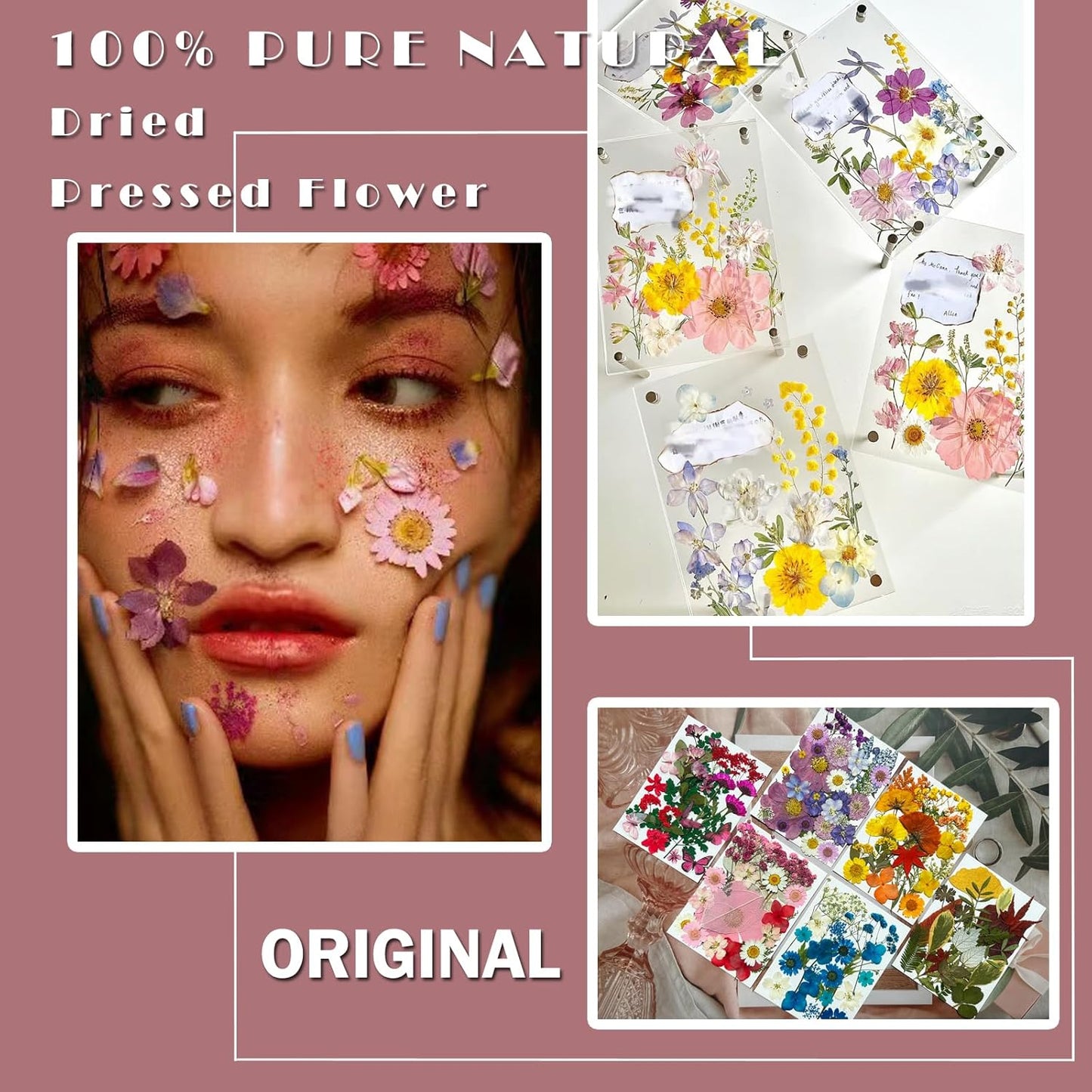 150Pcs Dried Pressed Flowers for Resin, Assorted Real Natural Bulk Dry Floral Leaves for DIY Art Crafts, Epoxy Molds, Jewelry, Soap, Candle Making, Nails Decors