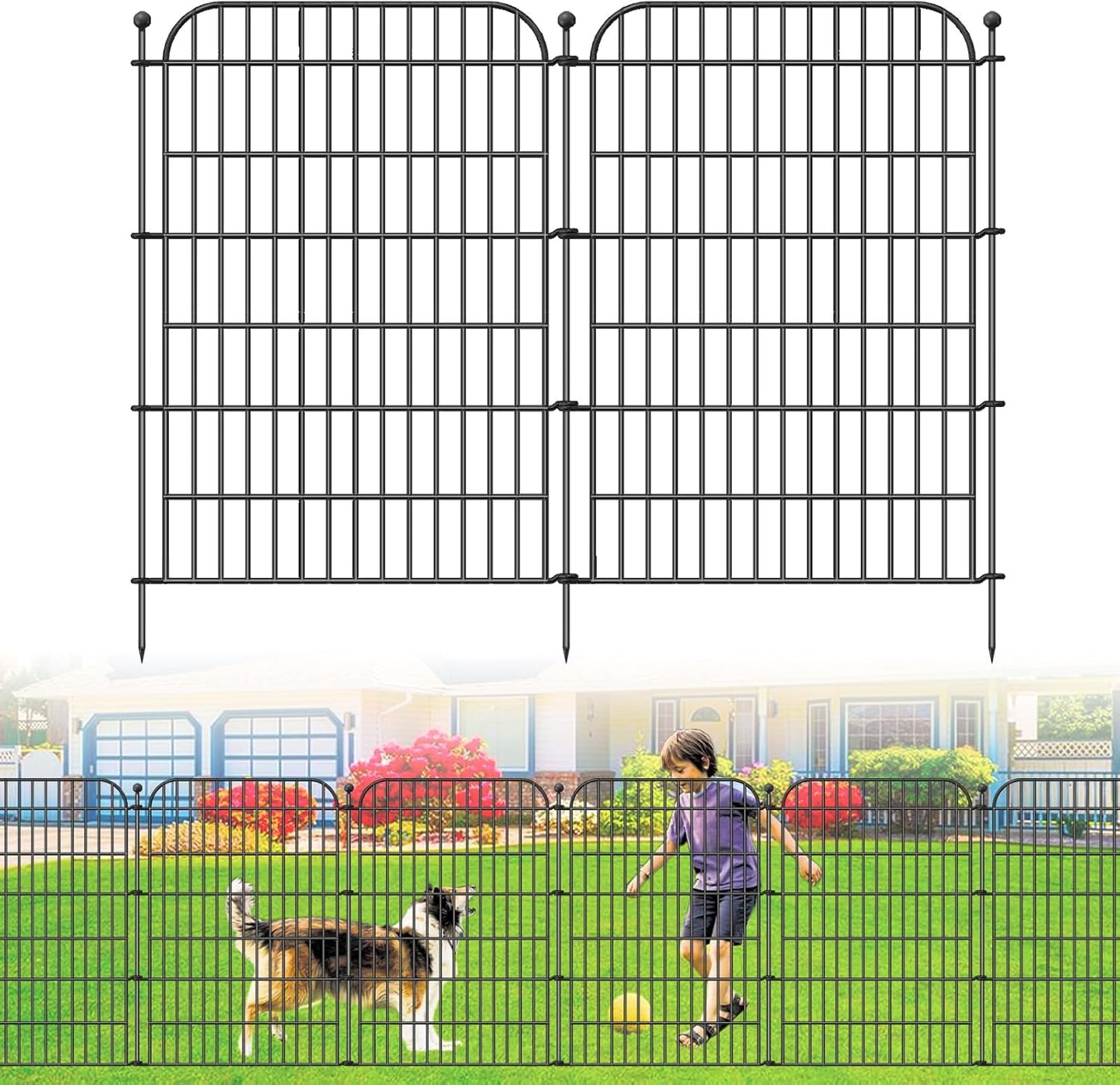 Decorative Garden Fence, 10 Panels 40 in(H) X 23.6 ft(L) Rustproof Metal Wire No Dig Dog Fence Outdoor for Yard, Temporary Tall Garden Fence Animal Barrier Decor for Yard & Patio