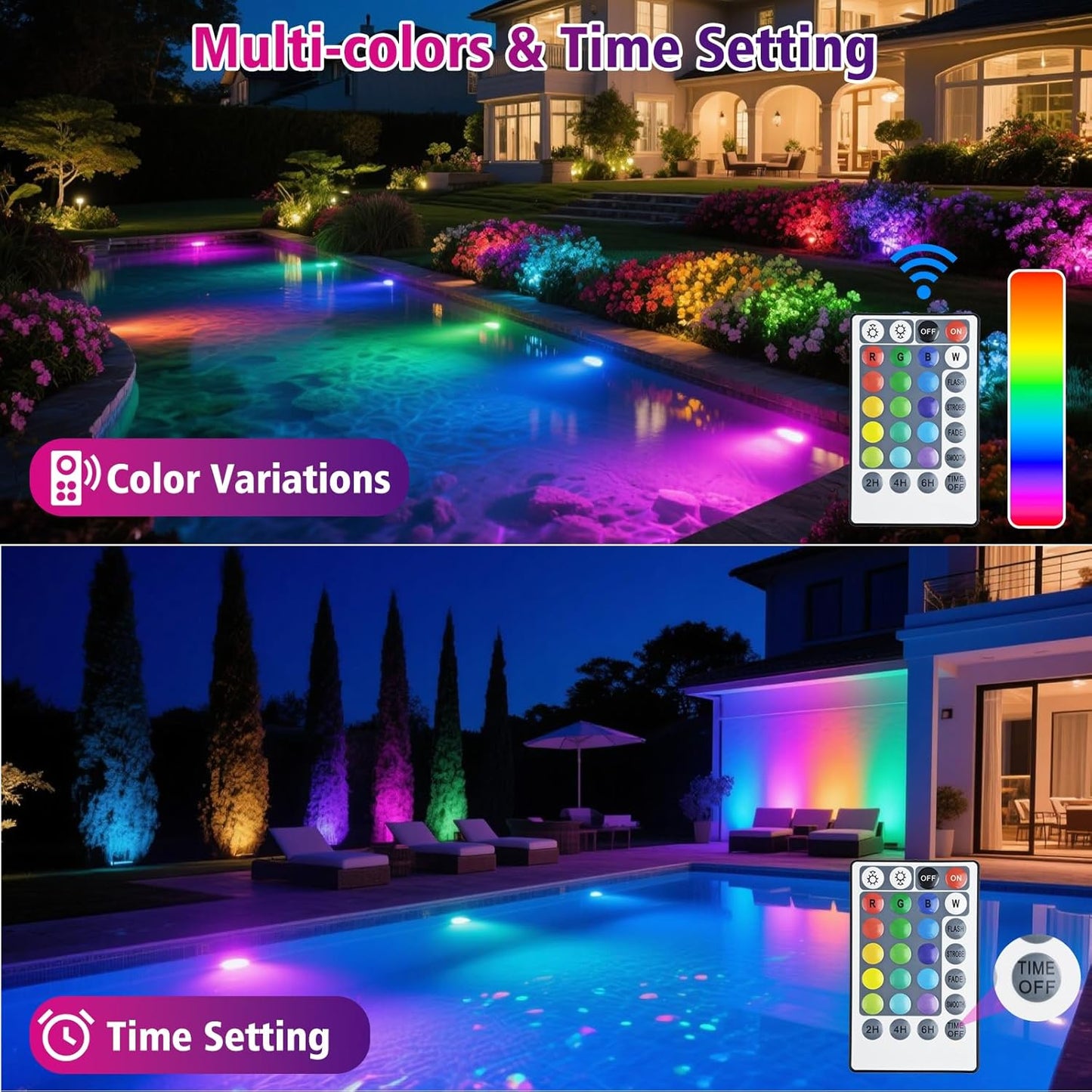 T-SUN LED Pond Light, 3 Head Lamps Submersible LED Pond Lights Color Changing Garden Pond Light with Remote Control, RGB Fish Tank Lights Fountain Spotlight for Garden, Pool, Aquarium Tank(3 Headlamp)