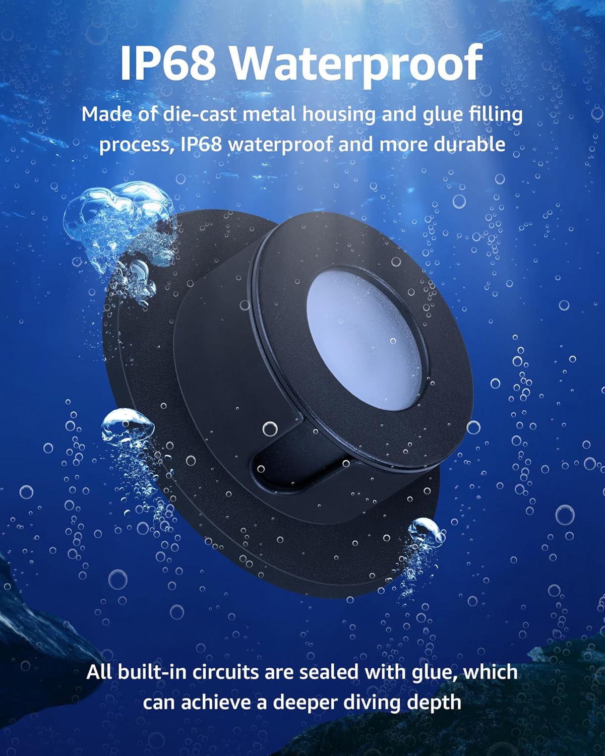 SUNVIE 3W Pond Lights LED Underwater 3000K Warm White IP68 Waterproof Underwater Pond Lights 12-24V AC/DC Low Voltage Fountain Light LED Underwater for Outdoor Ponds Fountains Waterfalls, 4 Pack