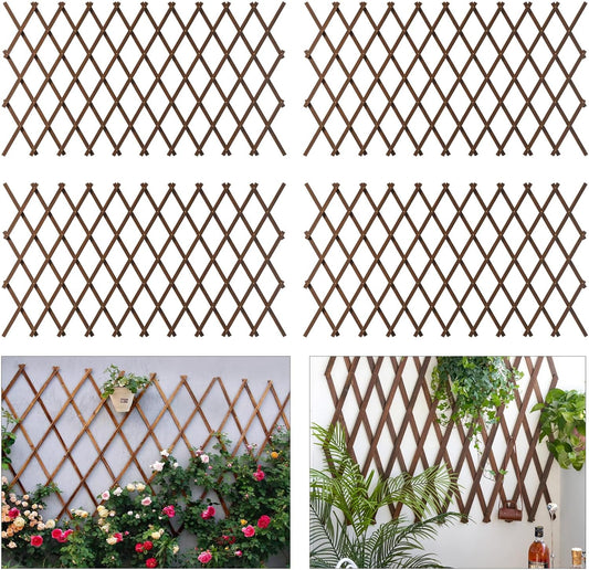 4 PCS Expandable Garden Trellis, 37" x 90" Trellis for Climbing Plants Outdoor, Wooden Lattice Fence Wall Panel Lattice Panels for Outside, for Climbing Plants Vine Ivy Rose Cucumbers Clematis
