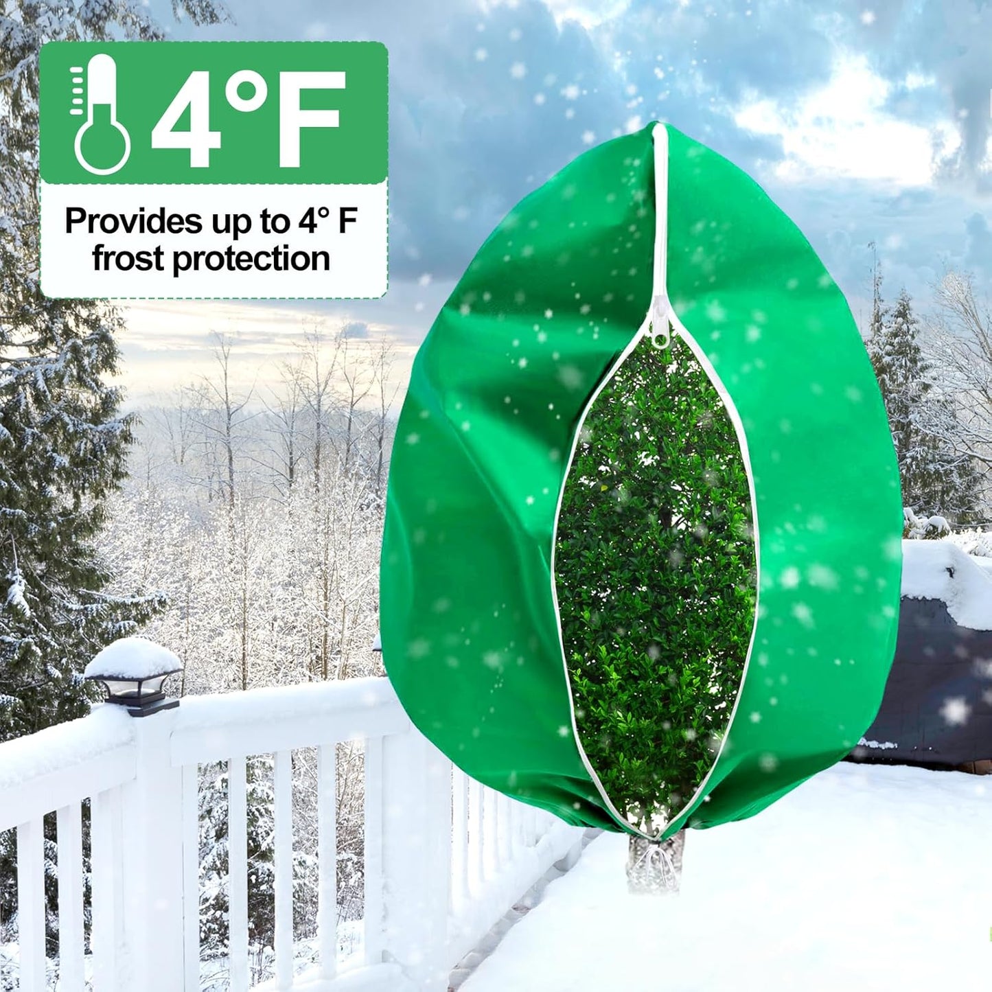 Large Tree Covers for Winter Plant Covers Freeze Protection, 74.8"X 90.5" Frost Covers for Outdoor Plants with Zipper Drawstring, Winter Cold Weather Frost Blankets Shrub Jacket Cover Bags