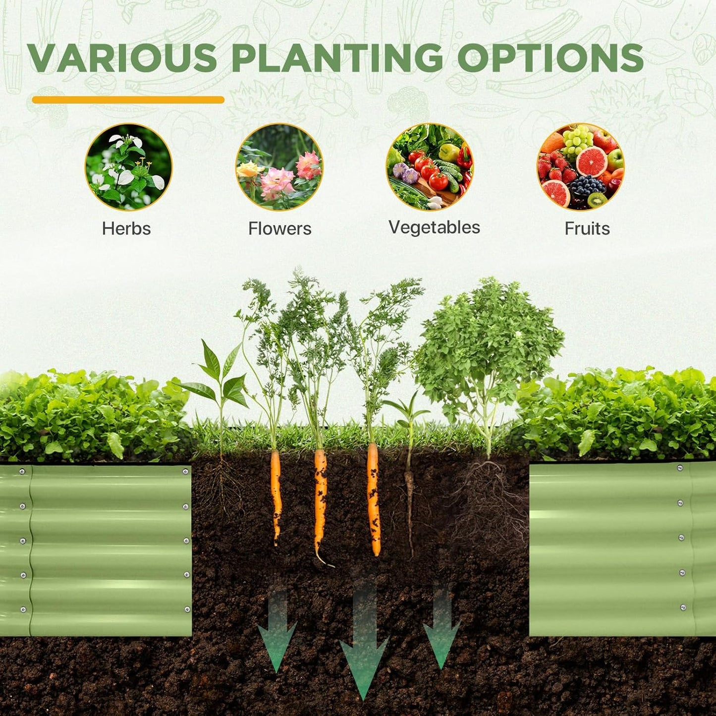 EAGLE PEAK 9 in 1 Modular 17in Customizable Elevated Raised Garden Bed Kit with Multiple Configurations, Outdoor Metal Planter Box Steel Flower Bed, Olive Green