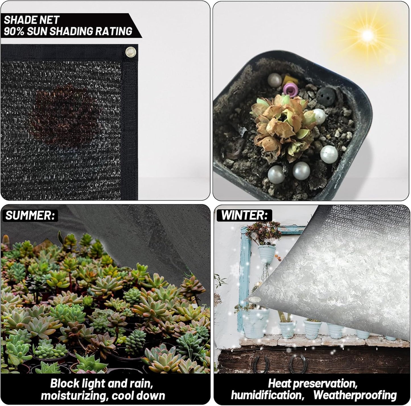 Cool Area 90% Sun Shade Cloth Mesh Tarp with Grommets for Plant Cover 6x12ft Patio Canopy Garden Pergola Blackhouse Car Barn Kennel Black