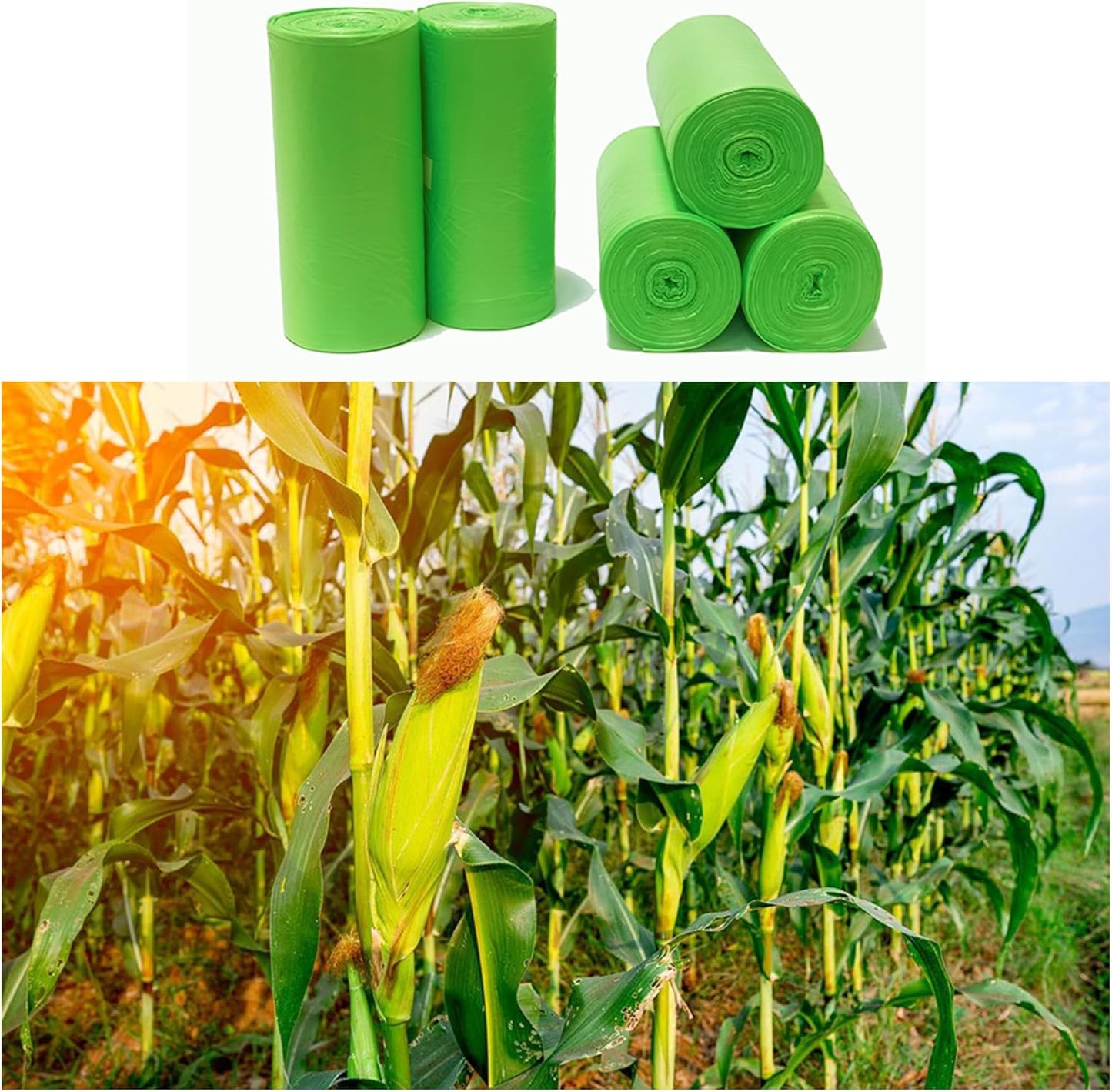 200 Counts 2.6 Gallon 10L Compost Bags, Compostable Trash Bags for Kitchen Compost Bin, Green Compostable Liner Bags for Food Scrap, Garbage Bags for Bedroom, Bathroom, Office