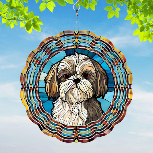 Shih Tzu Yard and Garden Wind Spinner, Unique 3D Hanging Shih Tzu Wind Spinner