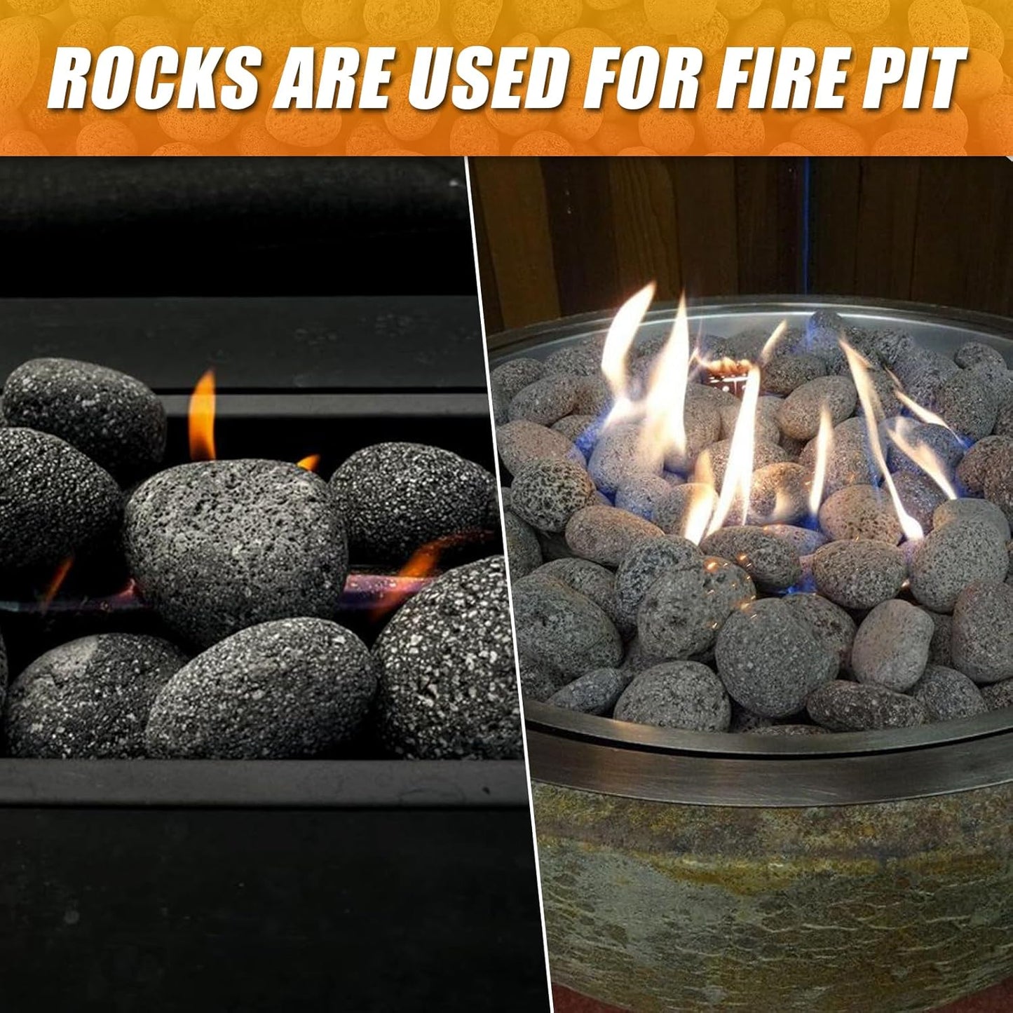 CJGQ 18 Lb Lava Rocks for Fire Pit,2"-3" Natural Pebbles Tumbled Lava Rock,Round Fire Pit Rocks for Portable Fireplaces Propane Gas Fish Tank Landscaping Garden Decoration