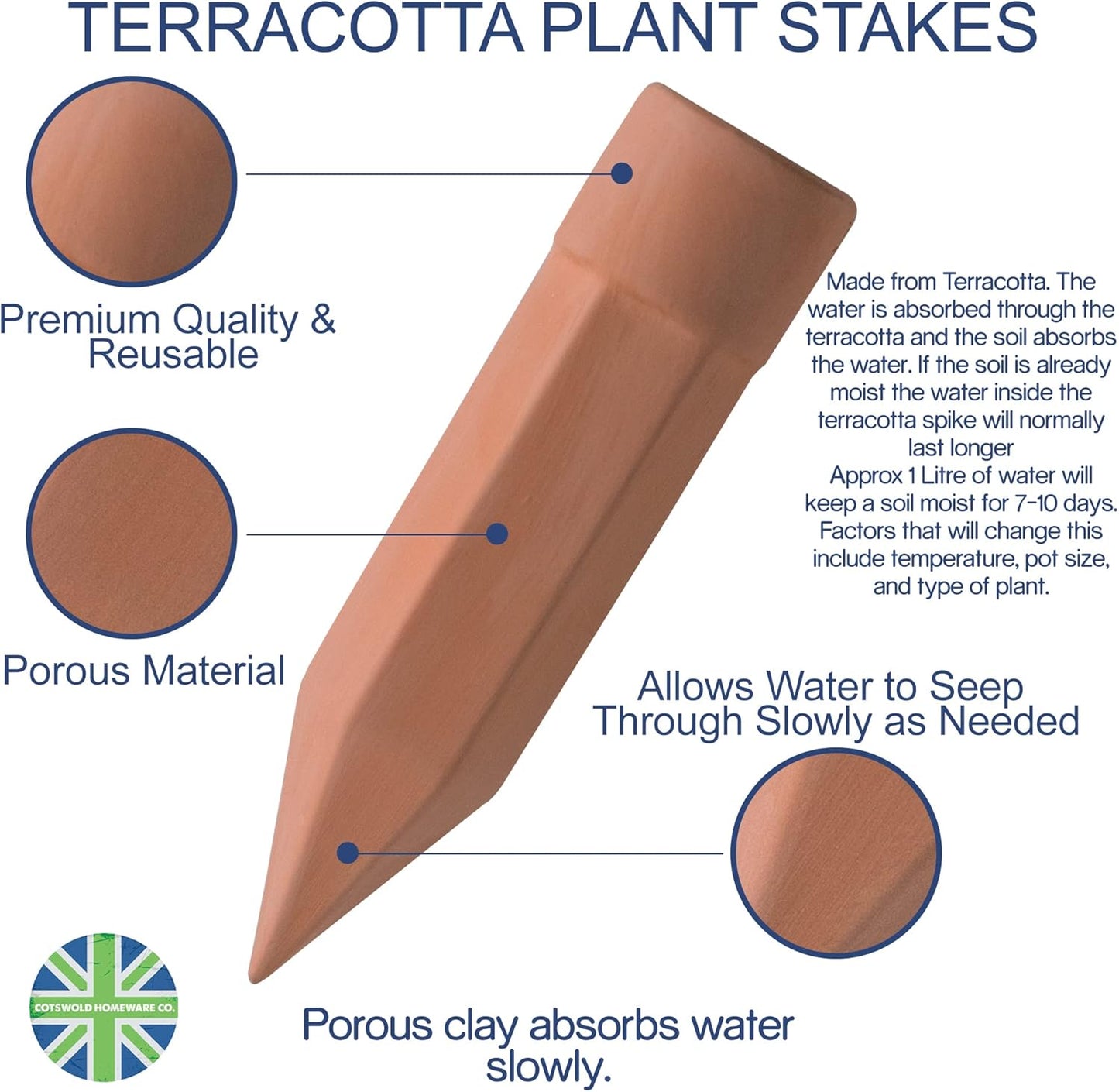 8 Pcs Plant Watering Devices - FREE Moisture + PH Sensor - Plant Waterer Self Watering Terracotta Spikes - Self Watering Planter Insert - Water Your Indoor and Outdoor Plants While On Vacation