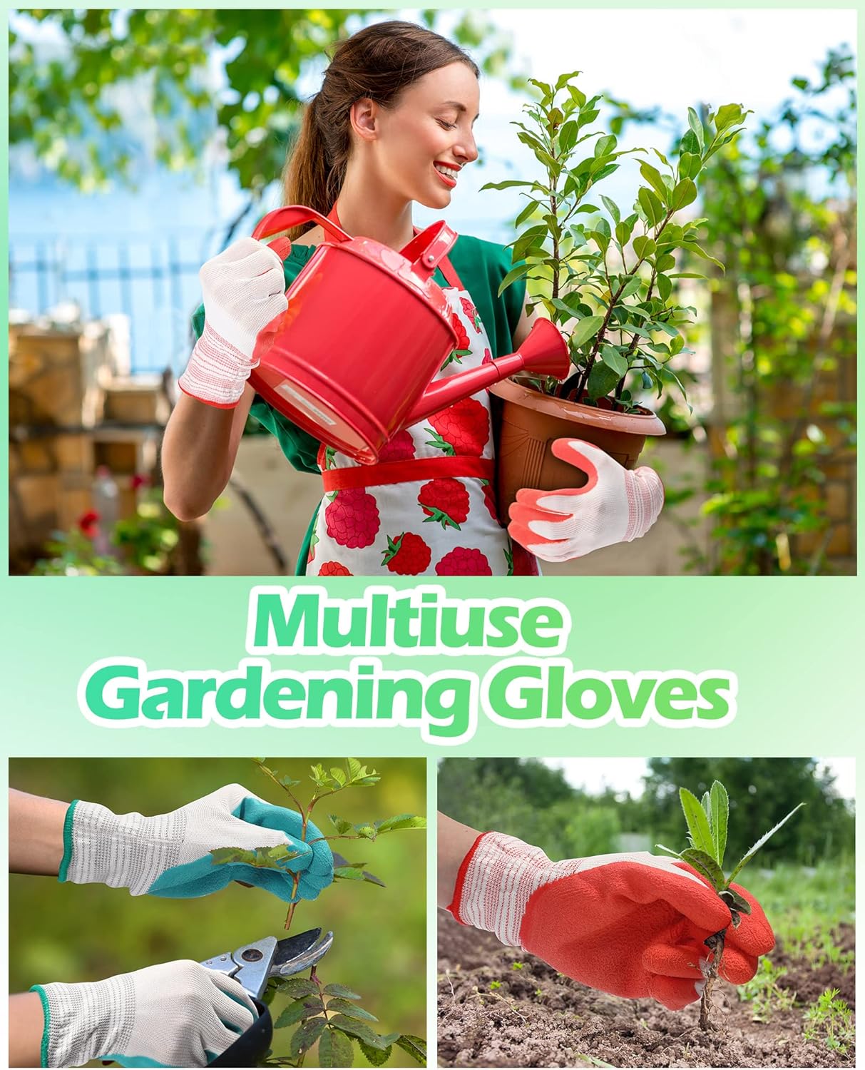 Irenare 16 Pairs Gardening Gloves Bulk for Women Breathable Rubber Coated Yard Garden Gloves Outdoor Protective with Grip