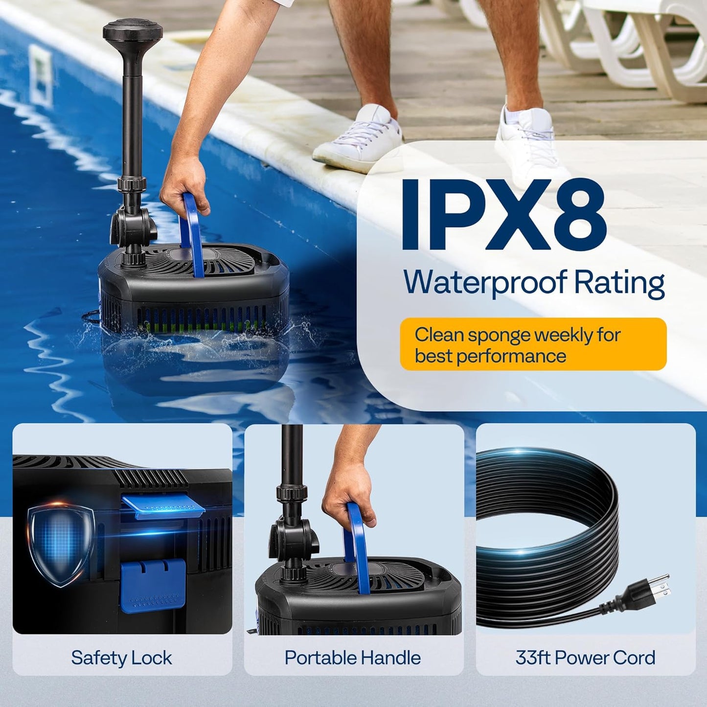 VIVOHOME 4-in-1 Pond Filter System Kits, 950 GPH Water Pump with Filter, Fountain and 13W Light Combo for Ponds up to 1585 Gallons