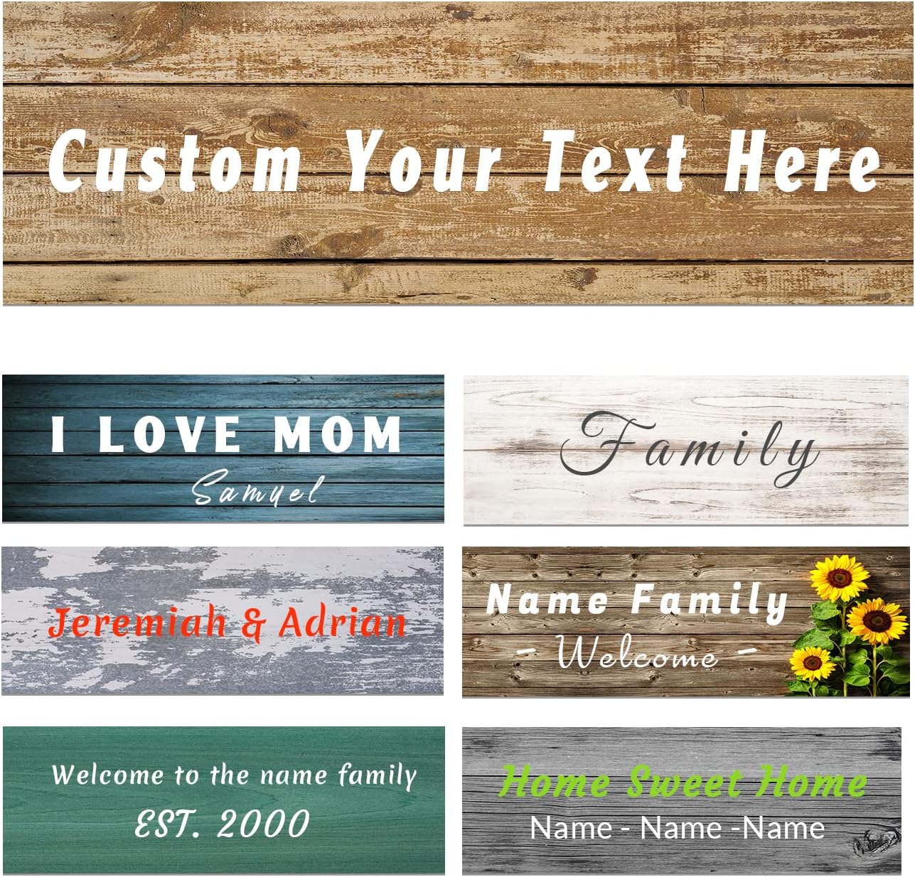 Custom Text Canvas Wall Art Print Personalized Quotes Wall Decor Customized Wooden Background Signs Plaques Rustic Home Decorations (6x18inch)