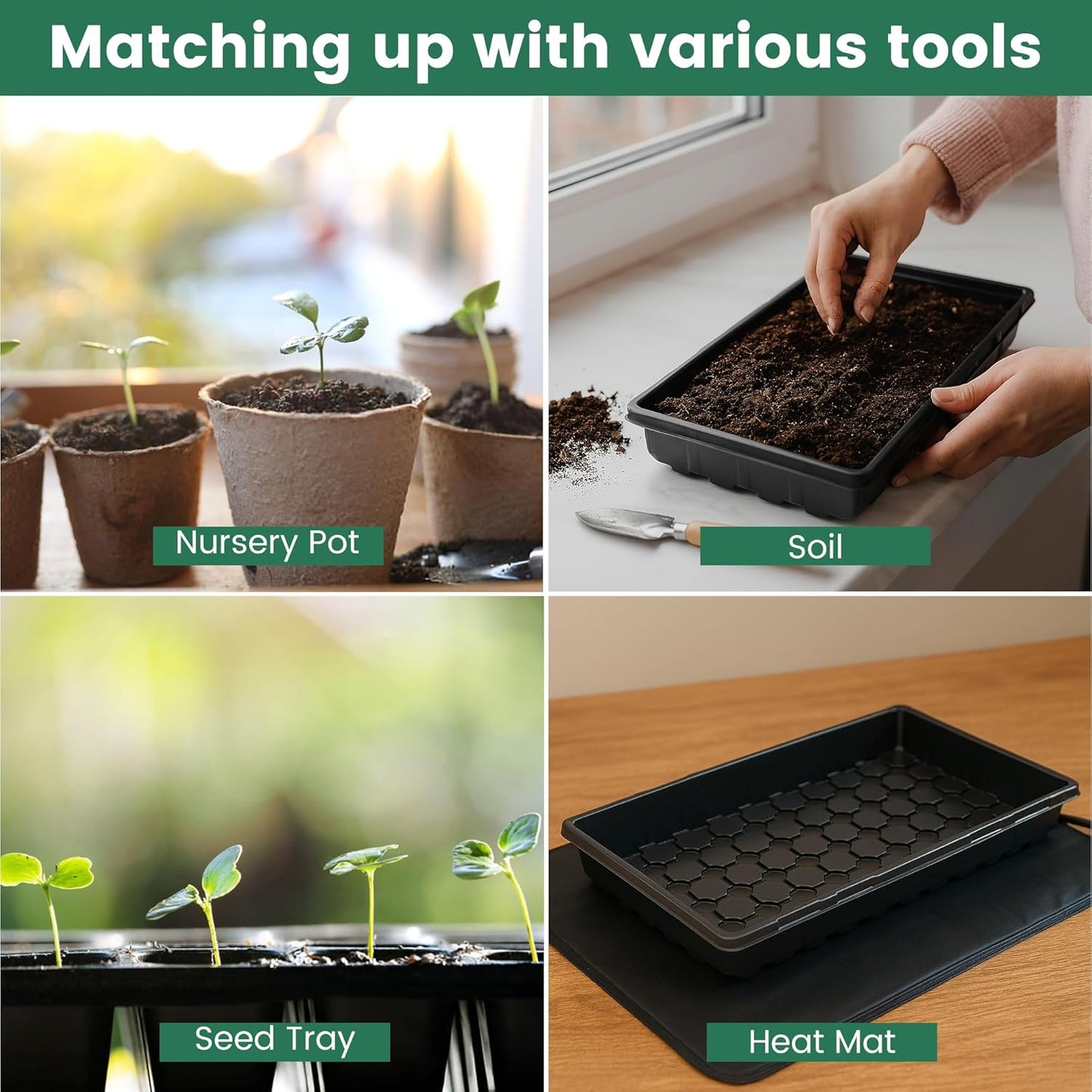 MIXC 10 Pack 1020 Seed Starter Trays, Extra Thick Heavy Duty Trays - No Holes, No Leak, Reusable Propagation Flats for Microgreens, Seedlings, Plant Germination, Fodder and Transplant