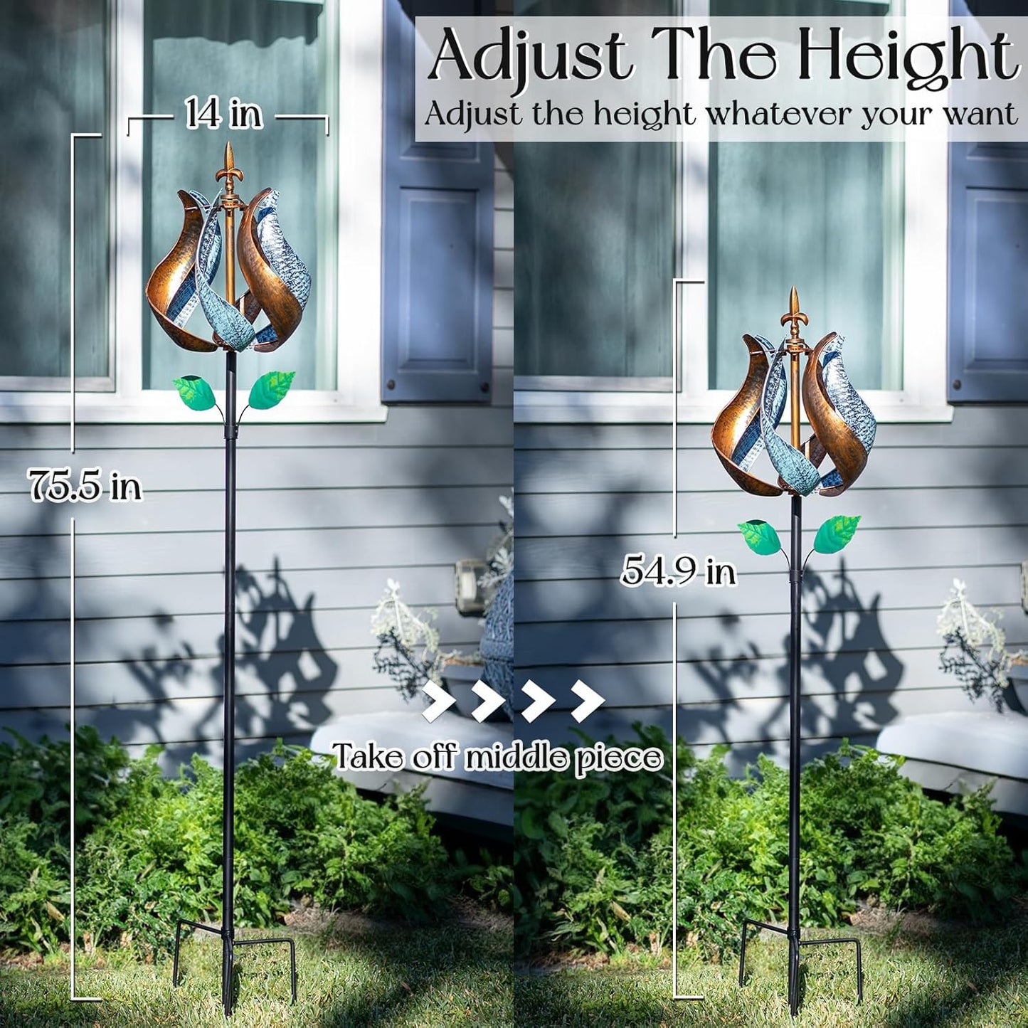 Wind Spinners for Yard and Garden, Wind Spinners Outdoor Metal Large 360 Degrees, Birthday Gifts for Women Family Outdoor Decor(Tulip 75'' x 14'')