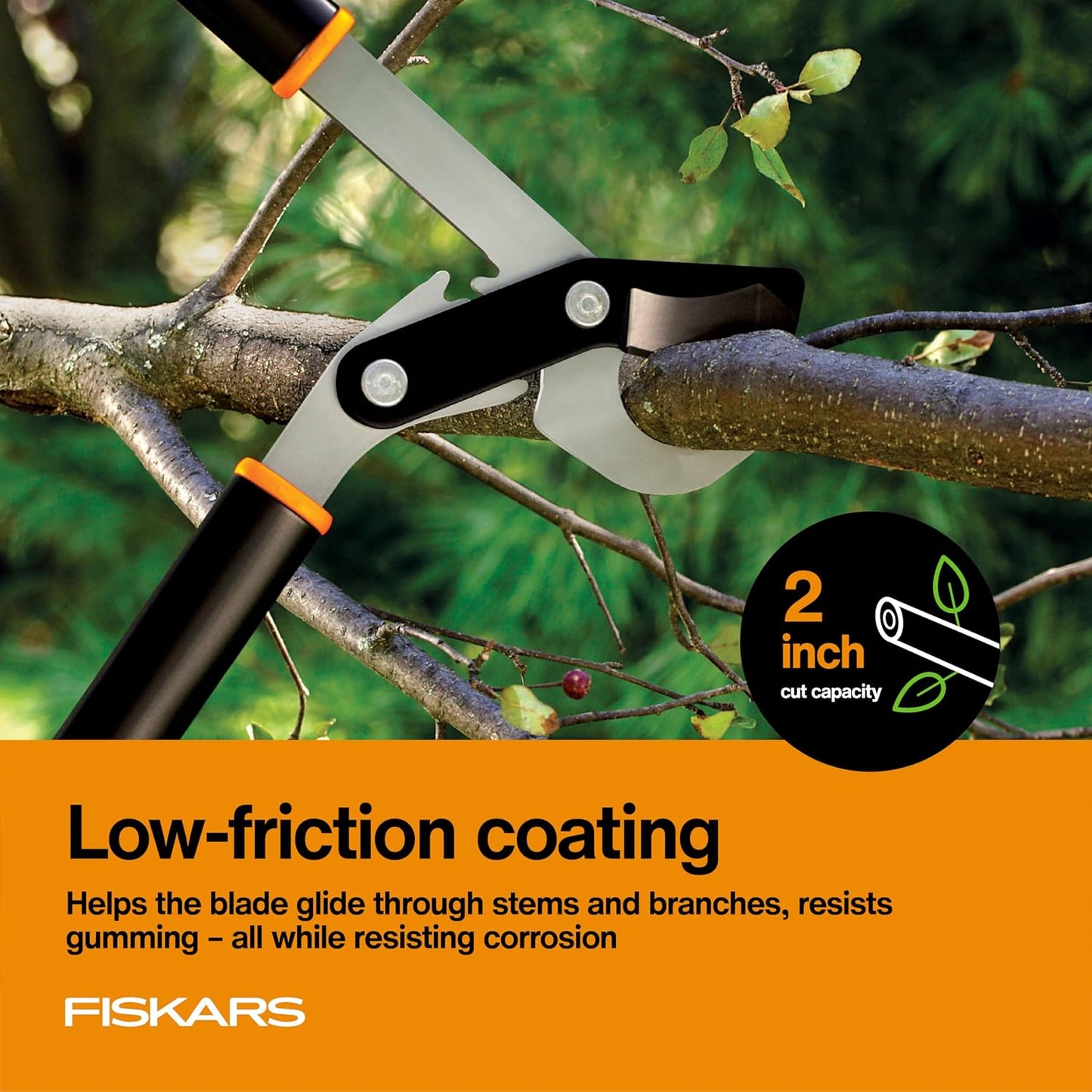 Fiskars 32-Inch PowerGear Loppers for Tree Trimming, Heavy-Duty, Sharp Bypass Steel Blade Tree Branch Cutter up to 2-Inch Diameter Cut Capacity, Hand Loppers