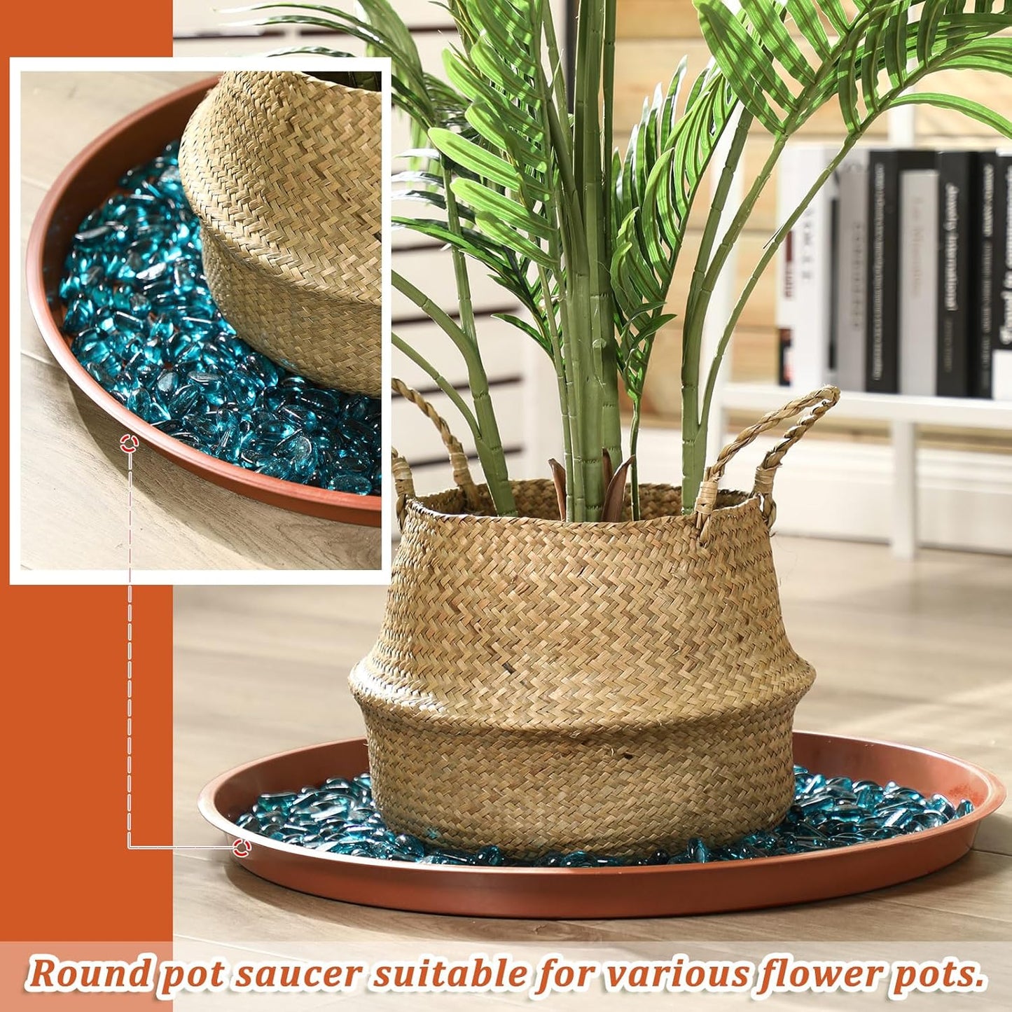 Eccliy 6 Pack Plastic Plant Saucer Heavy Duty Planter Saucers Large Plant Pot Saucers Plastic Water Trays for Indoors and Outdoors Flower Plant Plant Drip (Terracotta,23 Inch)