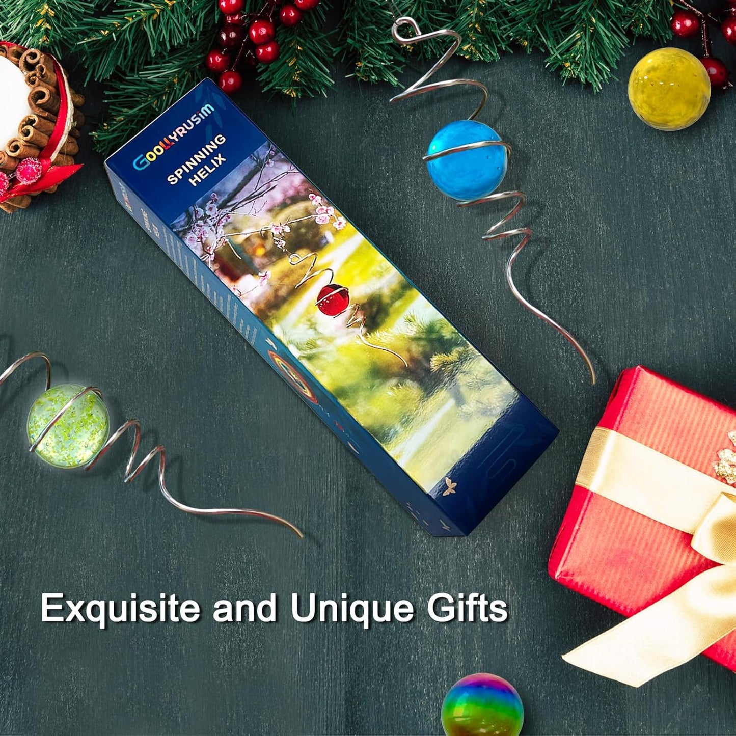 Gazing Ball Spiral Tail with Gold Glass Orb - Wind Spinners Stabilizer for Wind Spinner, Decorative Hanging Decoration Decor for Garden Yard Patio Indoor Outdoor Creative Gift 13" Height