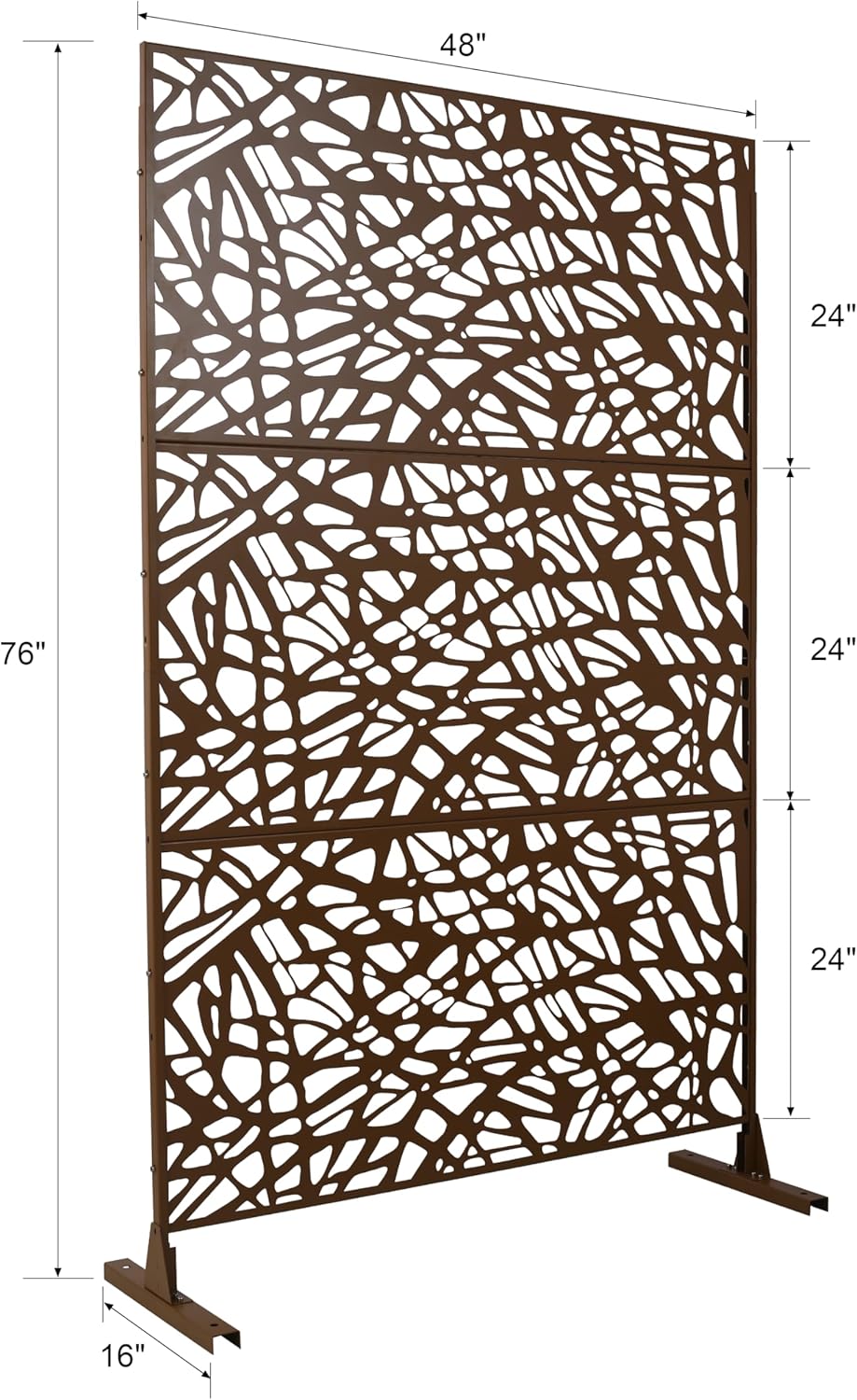 Metal Privacy Screens 76" H Outdoor Privacy Screens Panels Outdoor and Indoor Branch Pattern Divider Freestanding Decorative for Balcony Patio Garden Room Divider, Brown