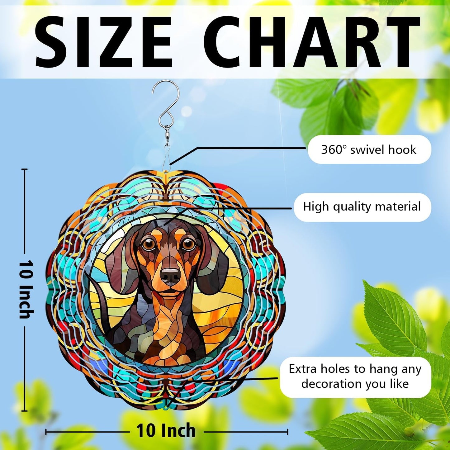 Dachshund Yard and Garden Wind Spinner, Unique 3D Hanging Dachshund Wind Spinner