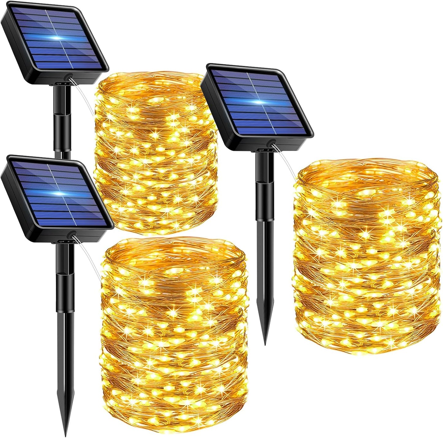 3 Pack Solar Fairy Lights for Outside Waterproof, Total 147FT 450 LED Solar String Lights Outdoor 8 Modes Solar Twinkle Lights for Garden Yard Christmas Tree Wedding Party Decor, Warm White