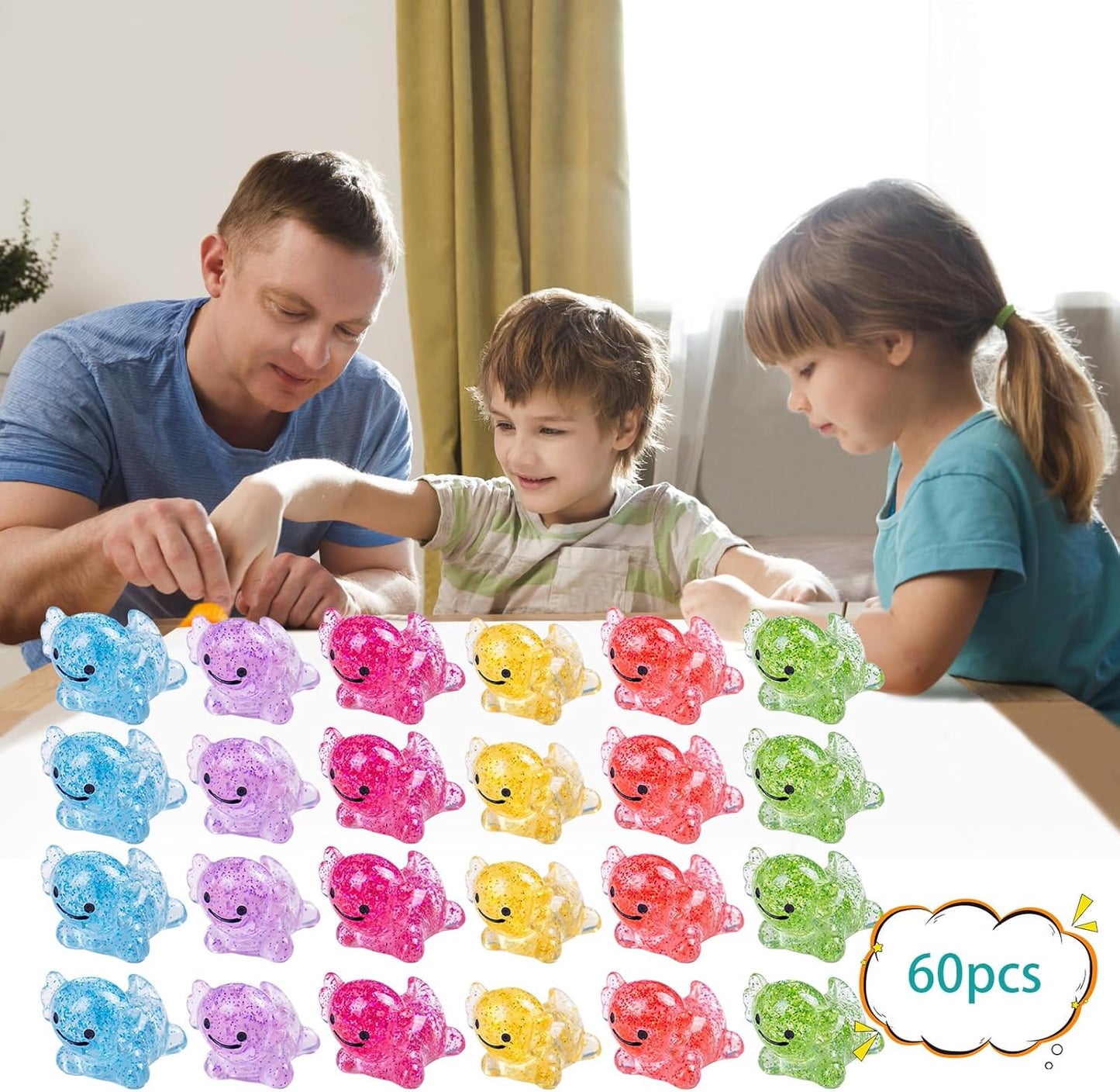 Mini Resin Glitter Axolotl 60 Pcs Variety Tiny Animals Figures Miniature Little Small Salamander Figurines Bulk for Micro Fairy Garden Landscape Accessories Hide Crafts Decor