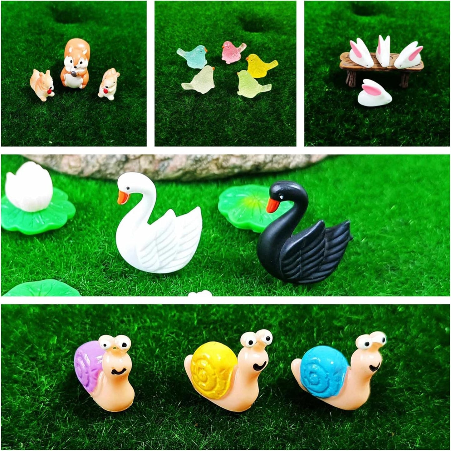 100 Pcs Mini Resin Animals Figures, Forest Tiny Plastic Animals Figurines to Hide Miniature Fairy Garden Decorations Accessories