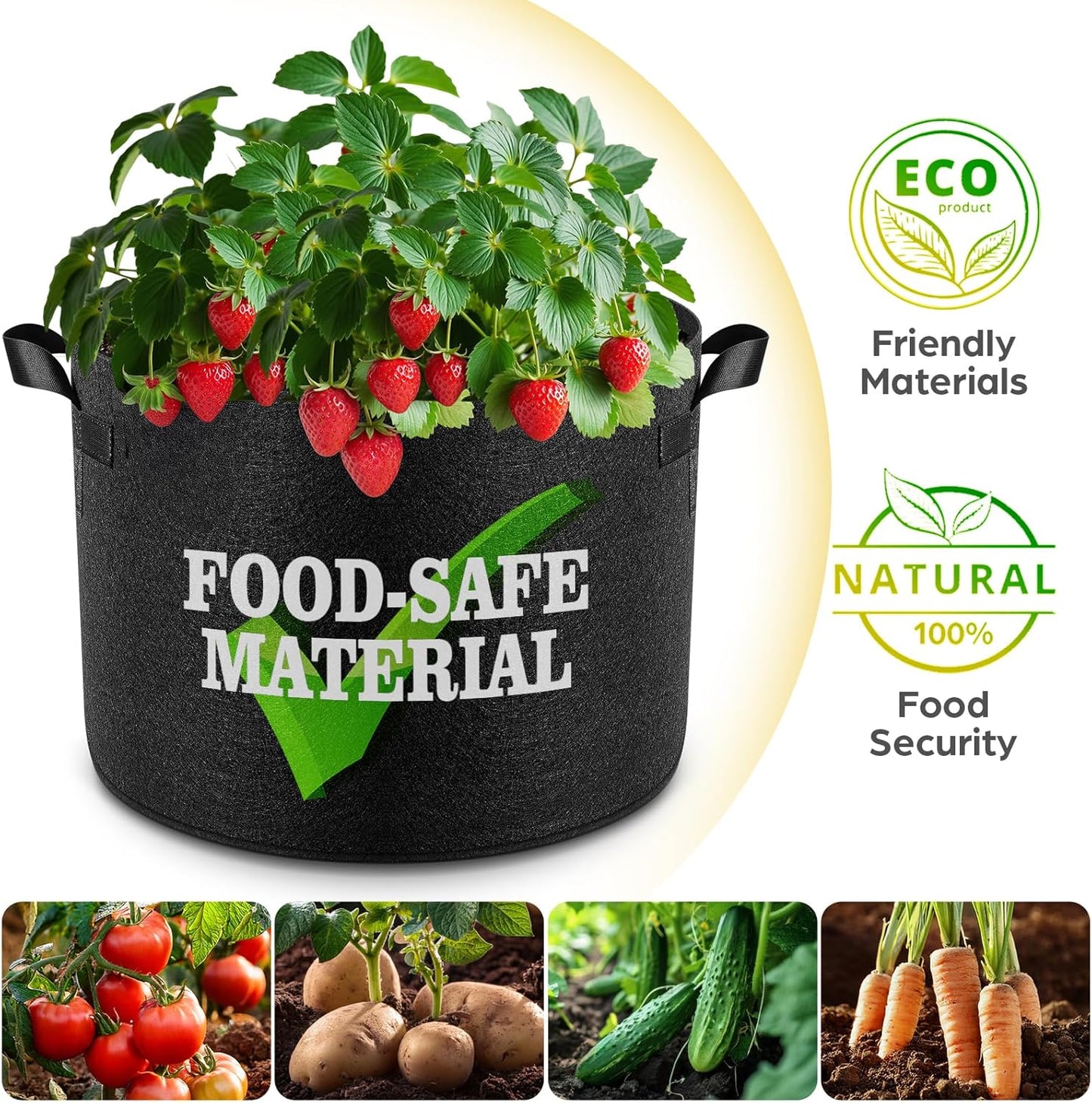 10 Pack 15 Gallon Grow Bags, Thickened Nonwoven Fabric Planter Pots with Handles, Heavy Duty 300G Garden Pots for Tomato, Potato and Vegetable