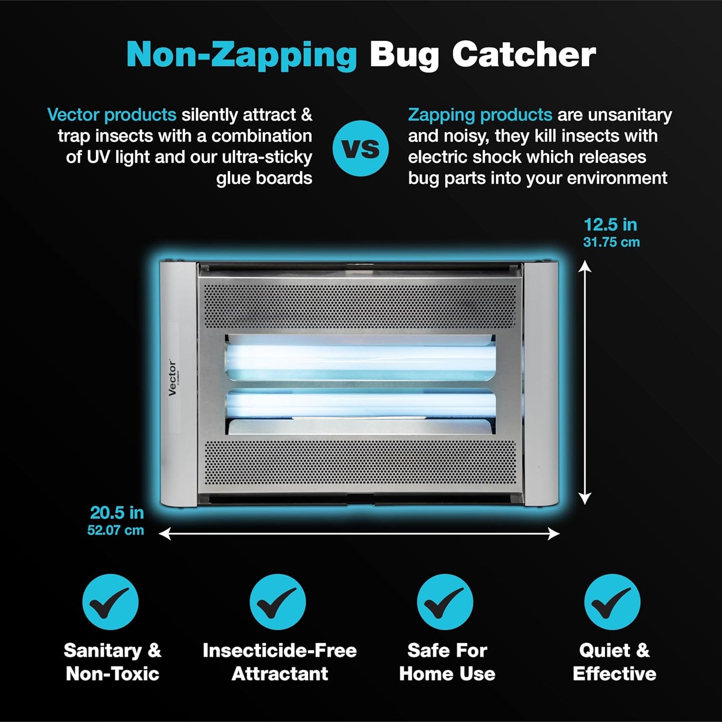 Catchmaster Vector Plasma Screened Light Trap, UV Light Fly Traps, Gnat Traps for House Indoor, Shatterproof Bulbs, UV Lamp Insect Killer, Bug Light for Commercial Kitchen, Warehouse & Restaurants