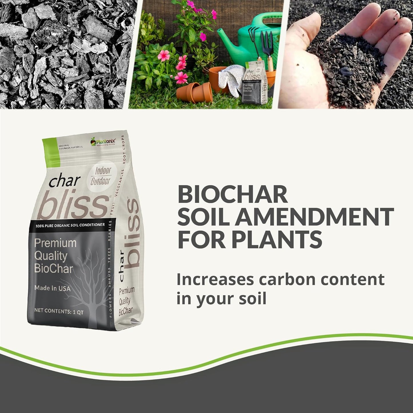 Perlite Bliss + Char Bliss + Worm Bliss - Organic Perlite for Plants - Worm Castings Garden Fertilizer - Biochar Horticultural Charcoal - 100% Organic Soil Amendments - Garden Soil & Potting Soil Mix