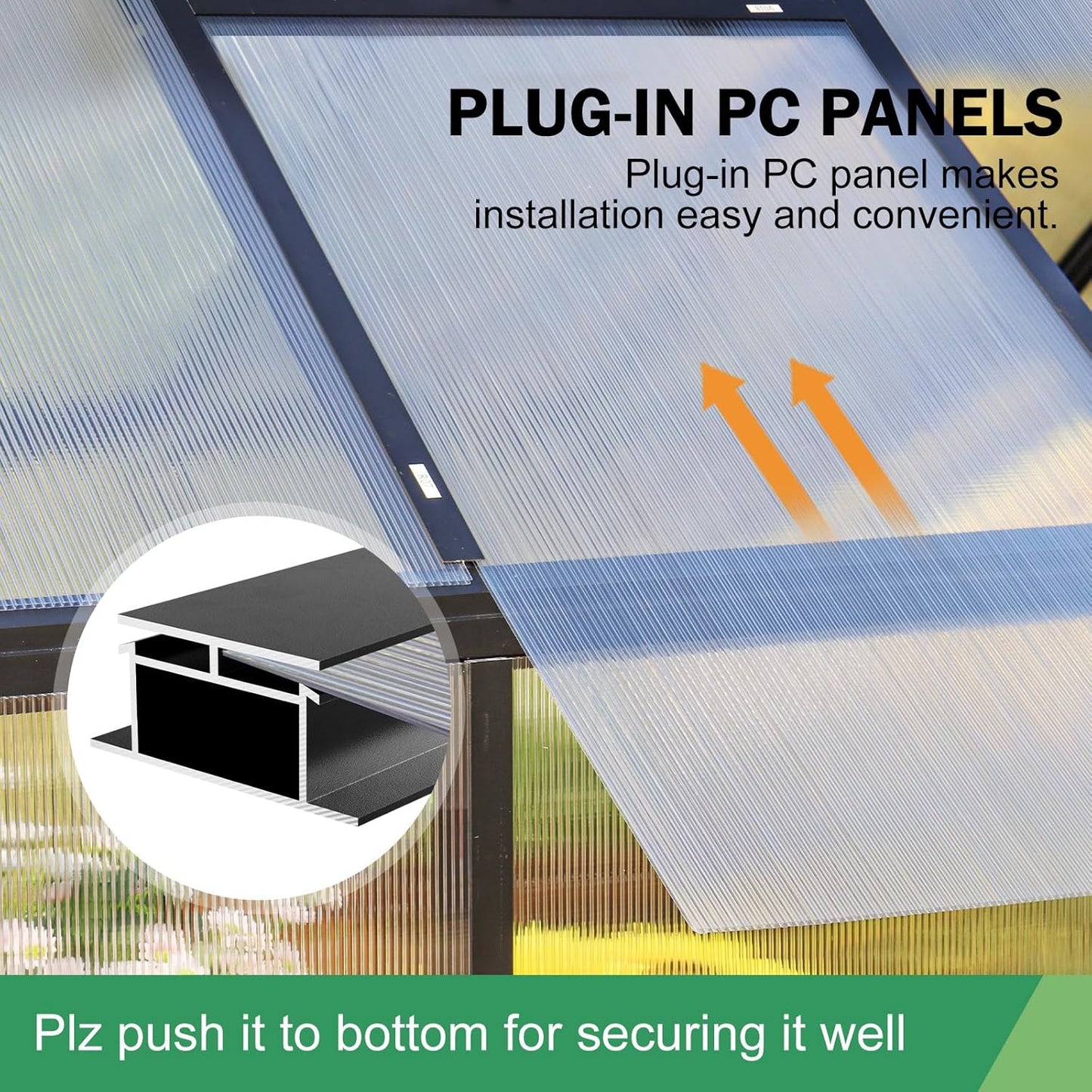 JULY'S SONG 10x12 FT Greenhouse for Outdoor, Large Easy Assembly Heavy Duty Polycarbonate Panels Aluminum Frame Walk-in Green House with 2 Windows Wider Door for Garden Plants Outside