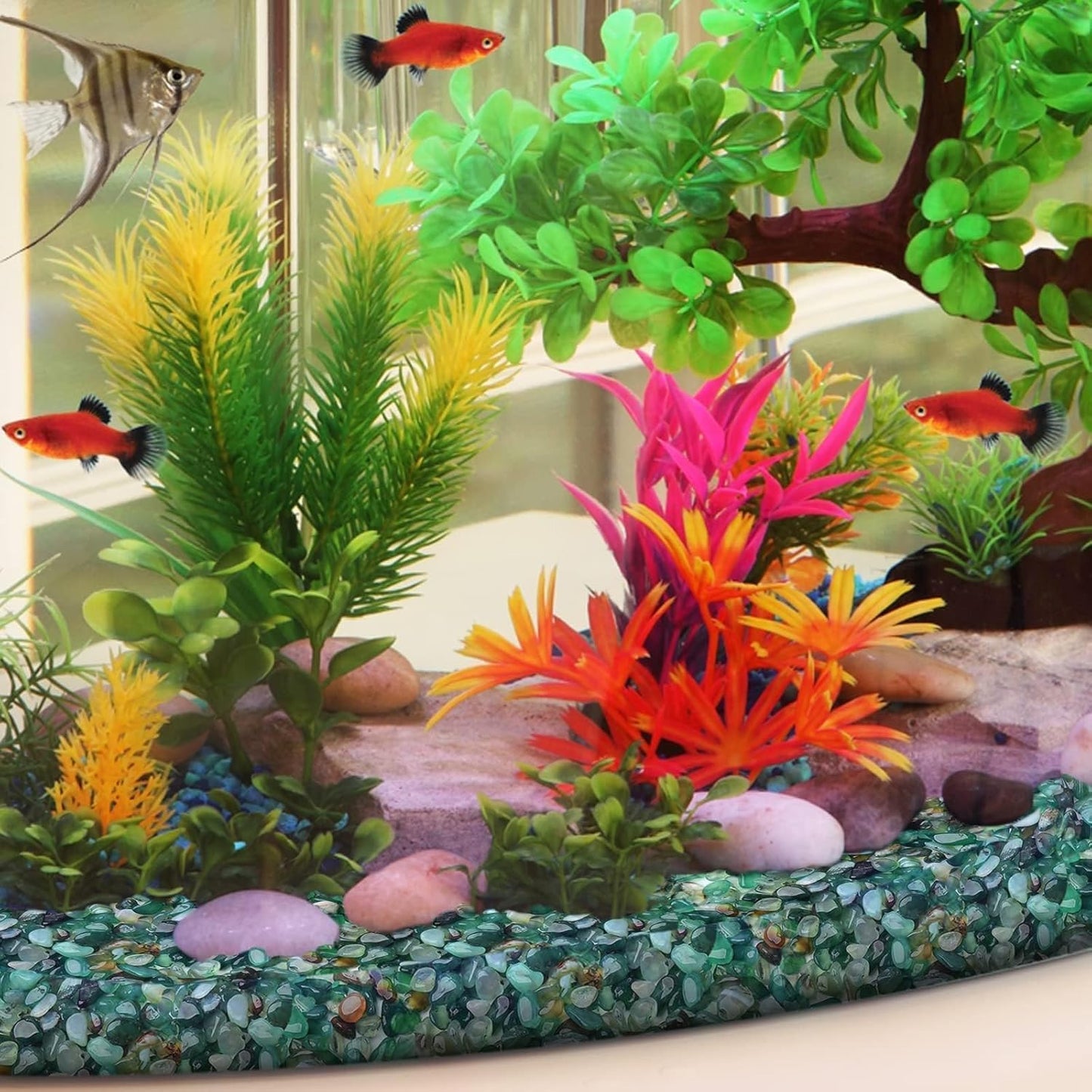 Halatool 4LB Green Aquarium Gravel for Fish Tank 0.35"- 0.6" Natural Landscaping Pebbles for Decorations Small Succulent Rocks for Indoor Outdoor Plants DIY Crafts & Vase Filler