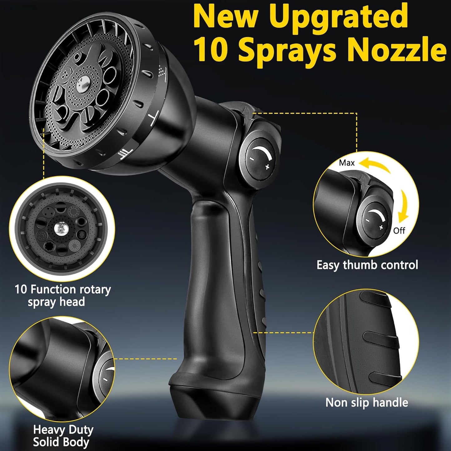 50 FT Garden Hose Expandable Hose-2025 Upgraded Flexible Water Hose, Car Wash Hose with Extra-Strong Brass Connectors,Superior Strength-4-Layers Latex - Kink-less Lightweight Expanding Hose