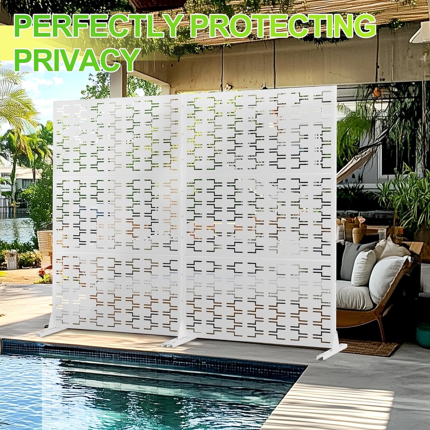 Outdoor Privacy Screen,72" H×47" W Metal Privacy Screen, Freestanding Privacy Fence Panels for Patio