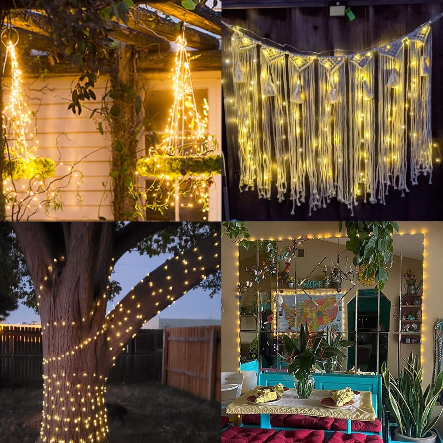 QITONG 4 Pack Warm White Solar Fairy Lights, Each 33ft 100 LED String Light Outdoor Waterproof, 8 Modes Copper Wire Mini Twinkle Lights for Outside