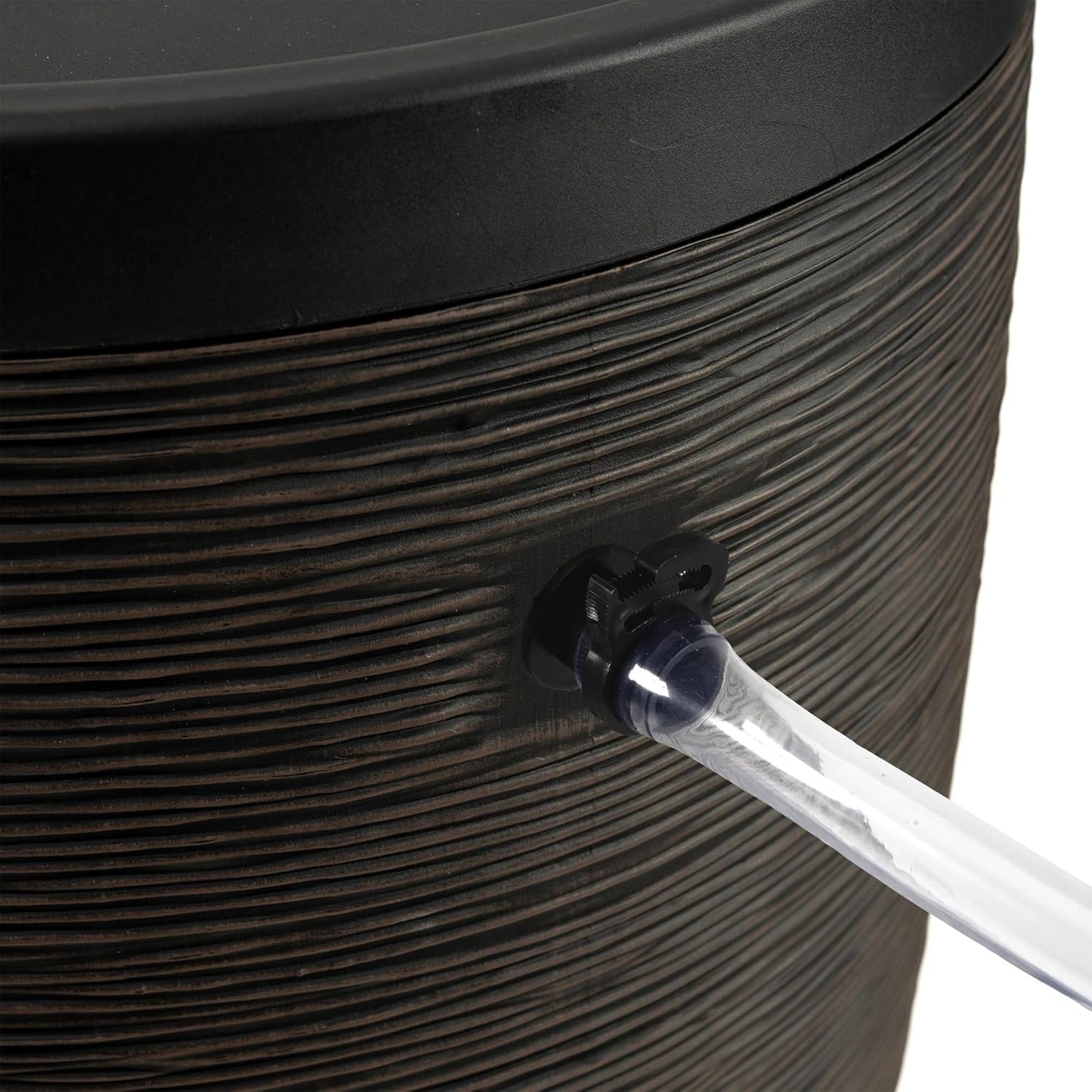 Newport 50‑Gallon Flat‑Back Rain Barrel with Stand & Planter Bundle – Bronze | Removable Lid, UV-Stabilized Outdoor Water Storage