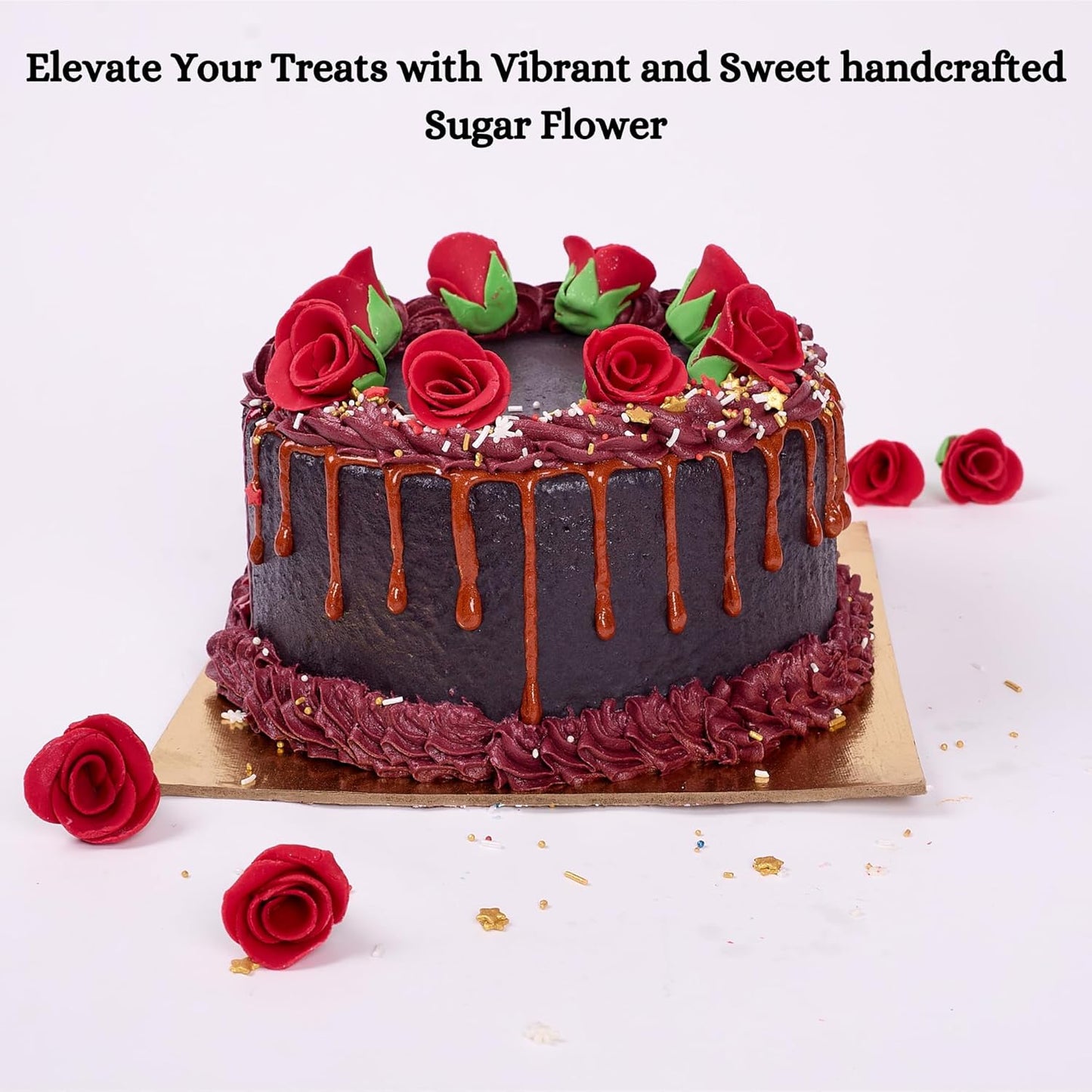 Confect Edible Flower | Edible Flower for cake decorations | Edible Flower Cupcake Toppers | Cupcakes & Doughnut Edible Toppers | Edible Neon Pink Flower- Vegan, Gluten-Free, Soy-Free, Dairy-Free, Palm Oil-Free -Pack of 12