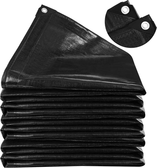 MYFAMIREA 25 x 30FT Pond Liner, 28Mil PE Preformed Pond Liner with 22 Hemmed Edge Buttonholes Sun Resistant Easy Cutting for Outdoor Ponds, Fish Koi Ponds, Garden Fountain, Waterfall Ponds