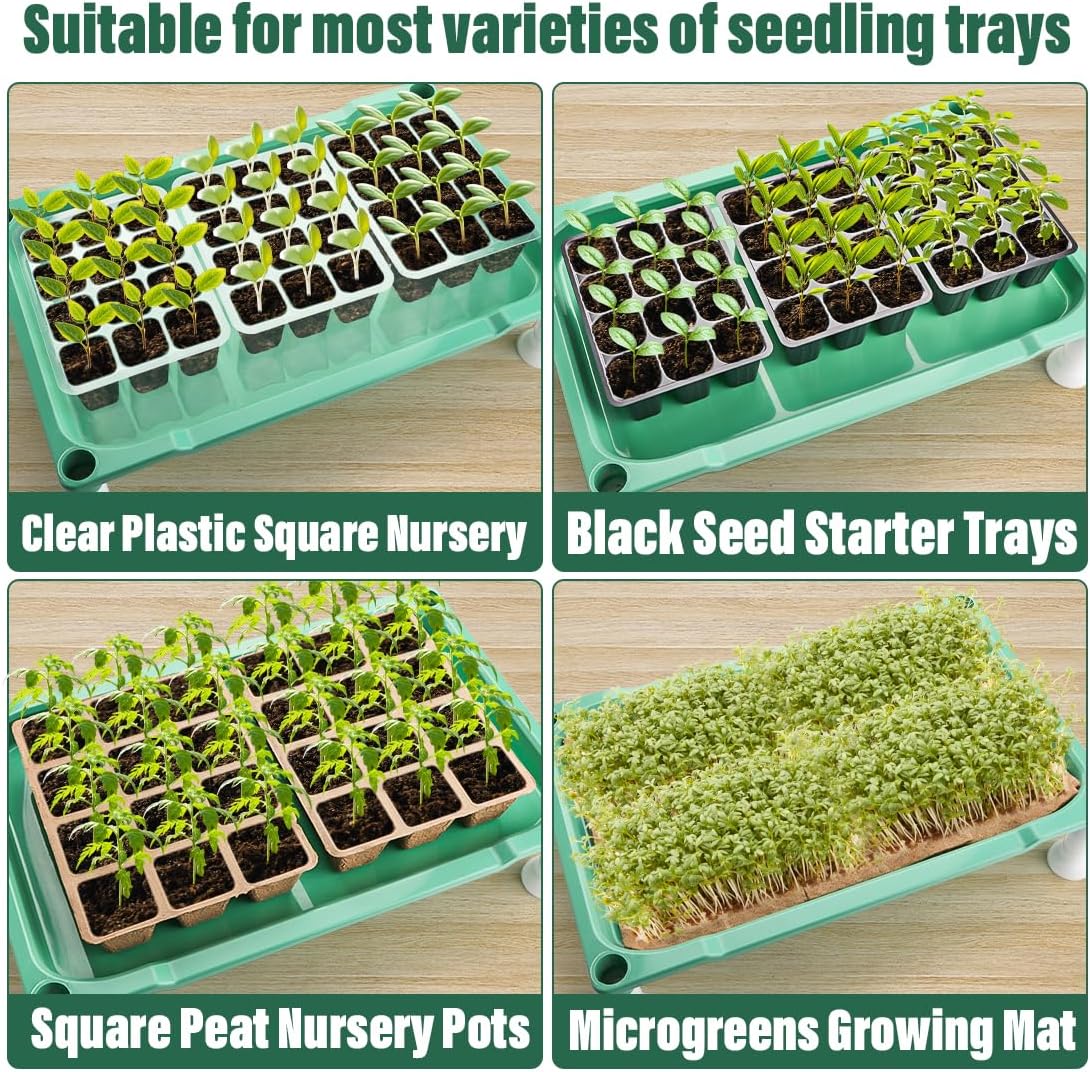 5-Tier Seed Stand with 5 Trays, Seed Starting Rack Propagation Rack Kit for Stackable Seedling Tray Seedling Staging Table for Indoor Outdoor Growing(Green)