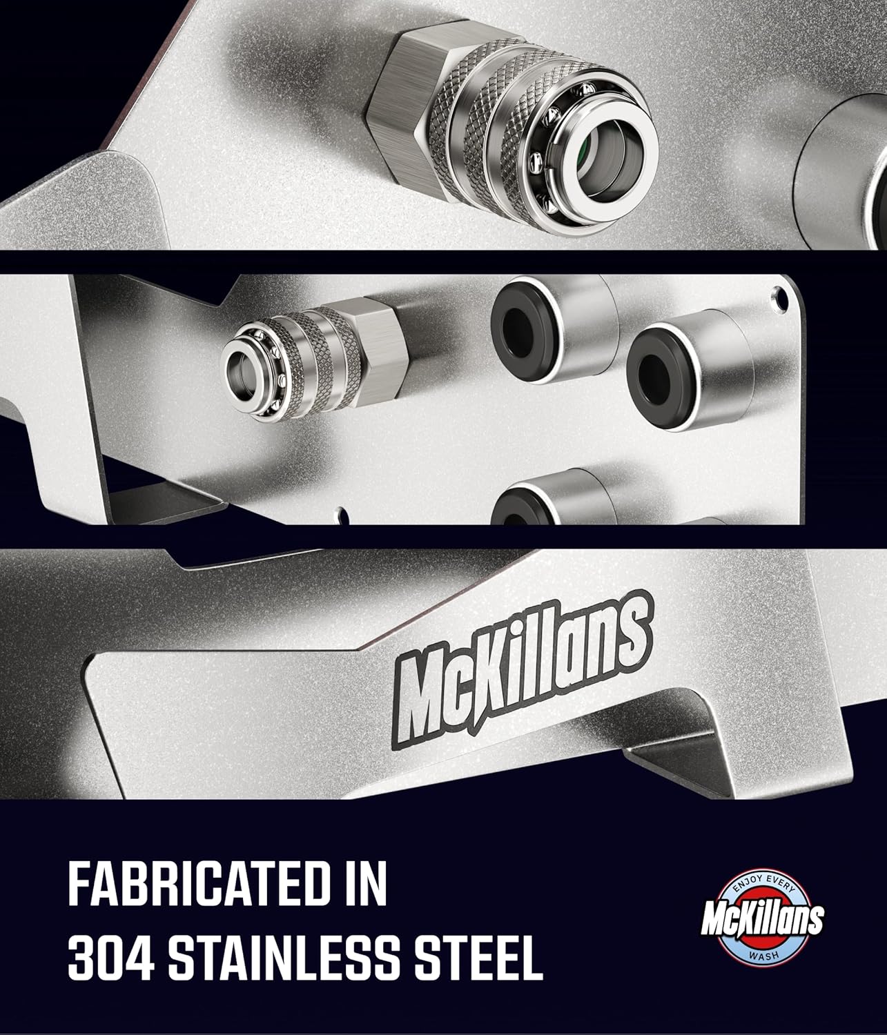 McKillans® Stainless Wall Organizer PRO - Pressure Washer Gun & Foam Cannon Holder - Foam Cannon Wall Mount Quick Connect - Tip & Nozzle Holder - Wall Mounted Garage Organizer