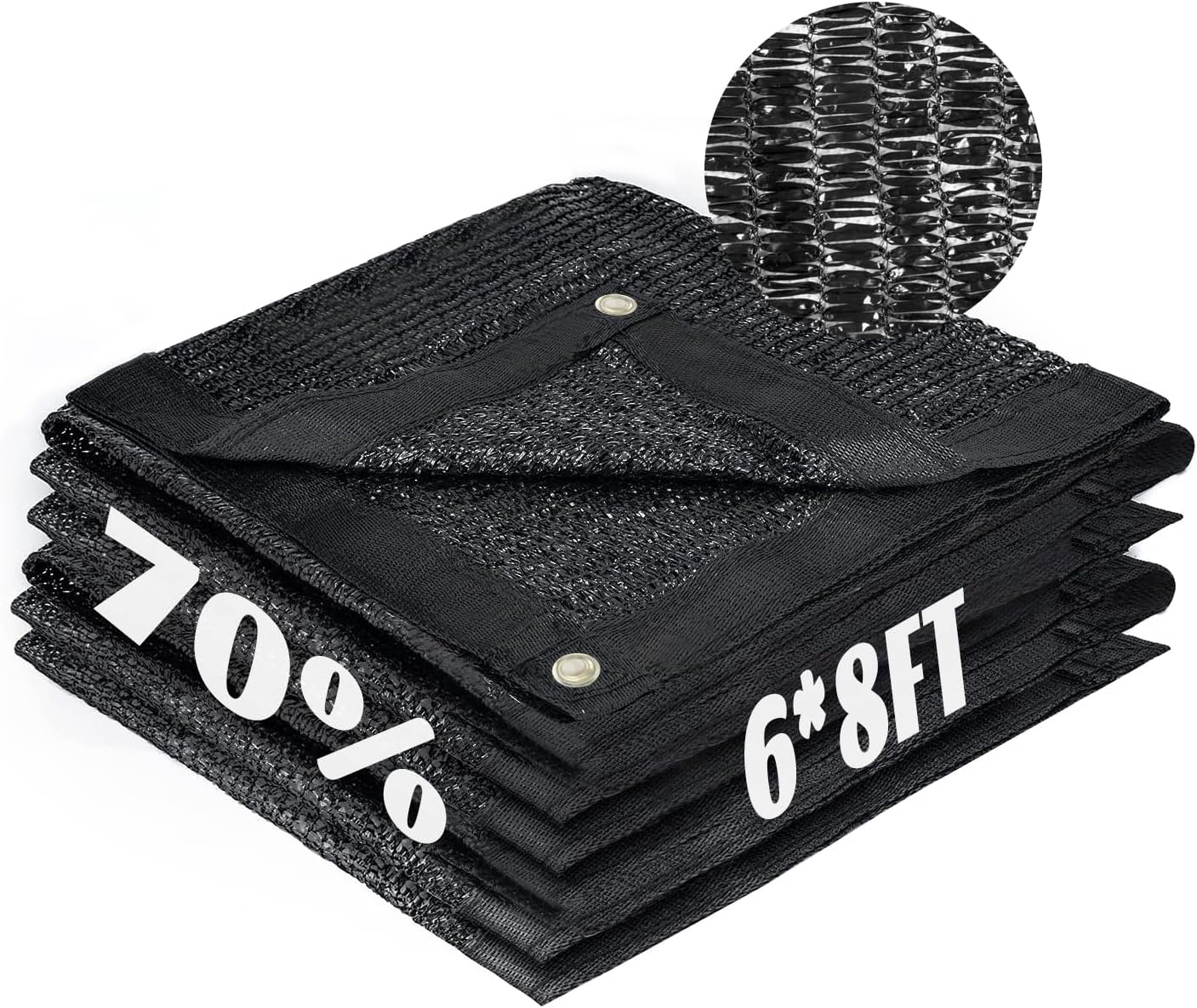 Cool Area 70% Sun Shade Cloth Mesh Tarp with Grommets for Plant Cover 6x8ft Patio Canopy Garden Pergola Greenhouse Car Barn Kennel Black