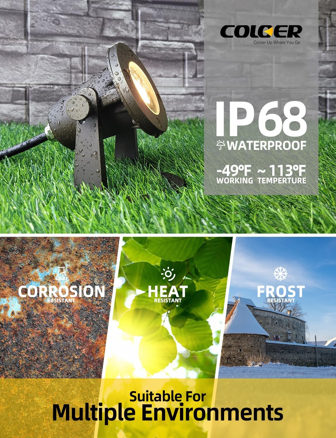 COLOER Brass Underwater Lights(Bronze) 4 Pack with LED MR16 Bulb 12V Low Voltage Fountain Lights IP68 Waterproof Copper Outdoor Landscape Lighting for Swimming Pool Ponds or Outside Water as Spotlight